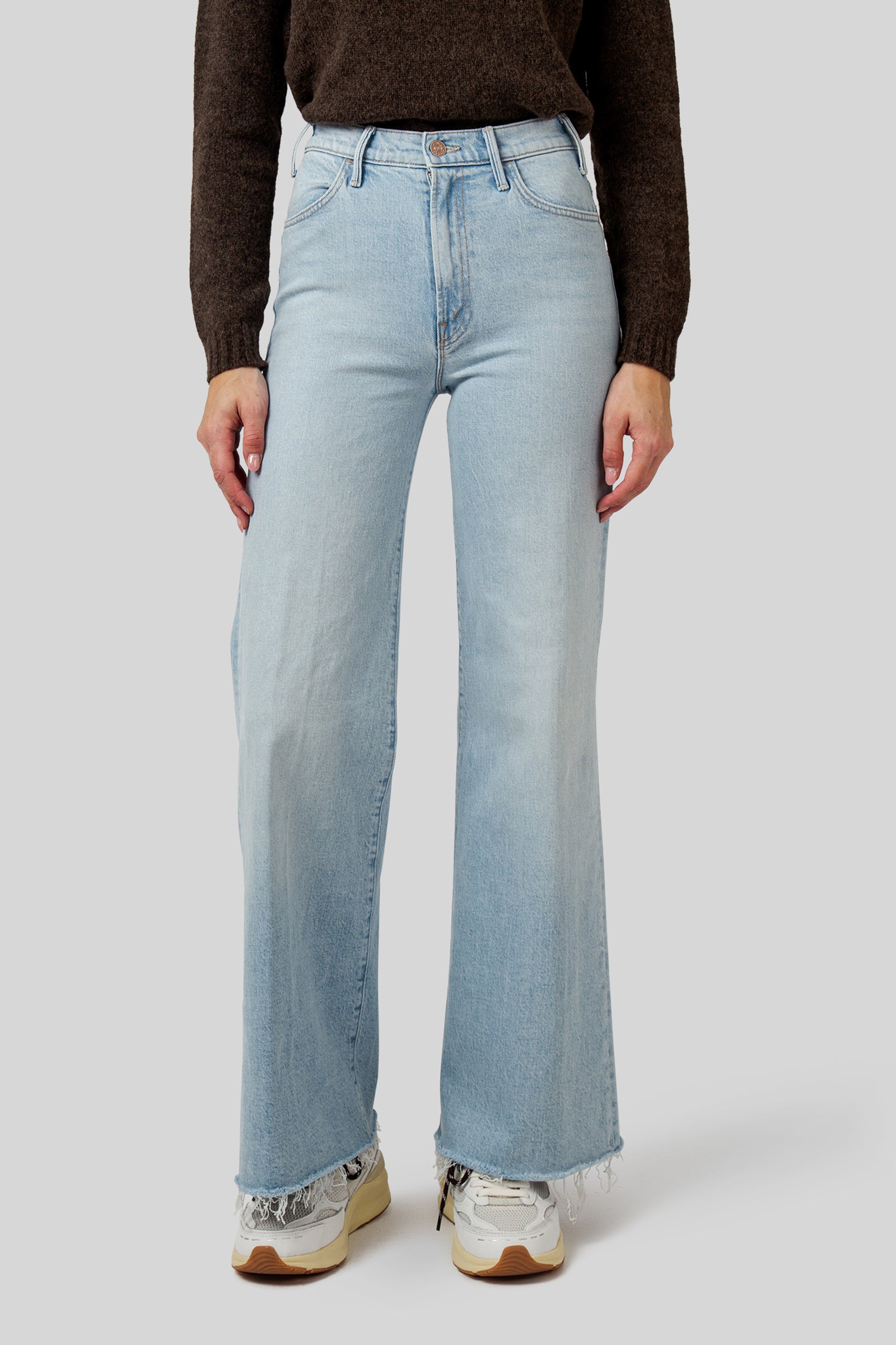 Mother Jeans The Hustler Roller Skimp Fray Blu Chiaro Donna - 3