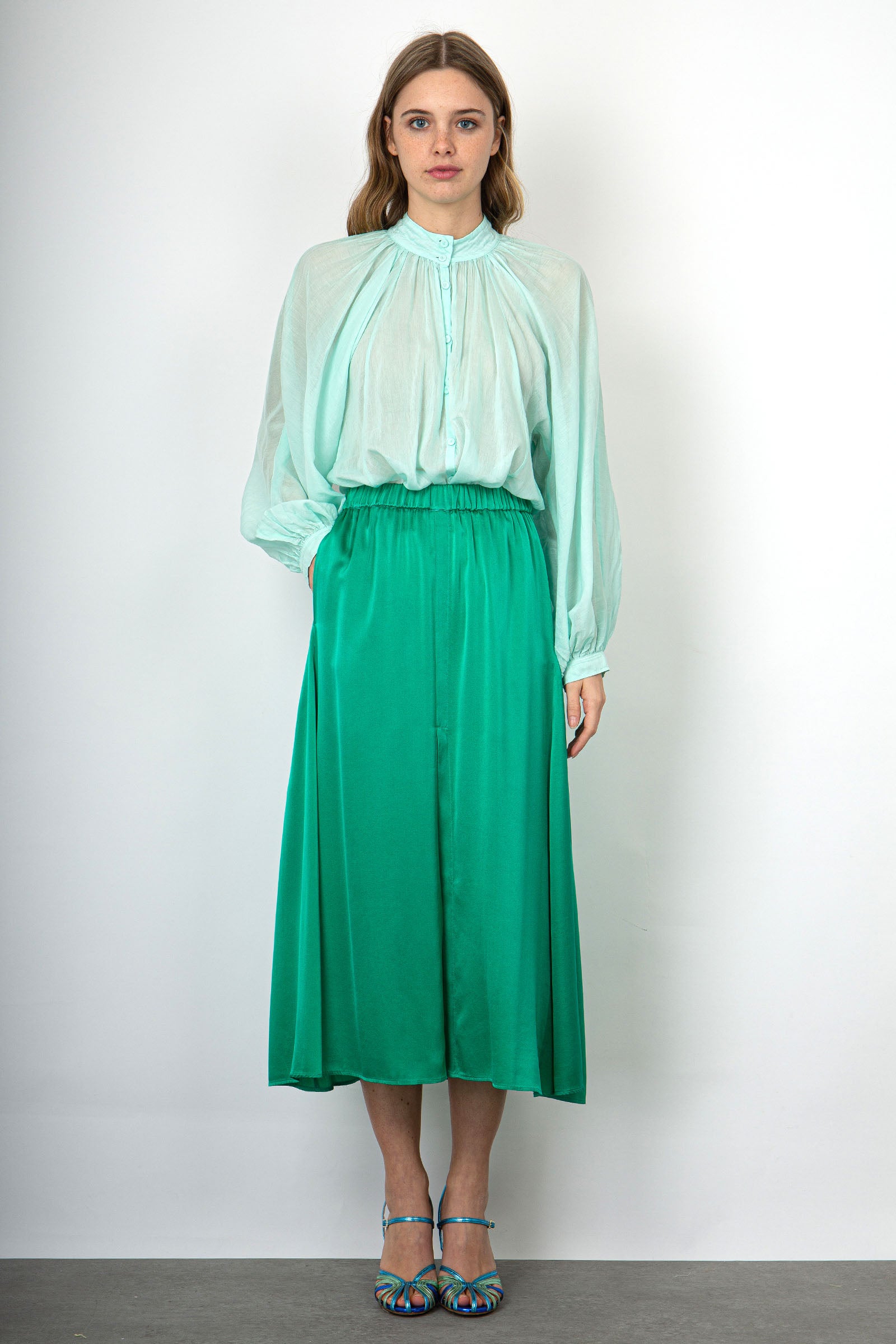 Forte Forte Skirt Elastic Silk Satin Stretch Emerald Green - 5