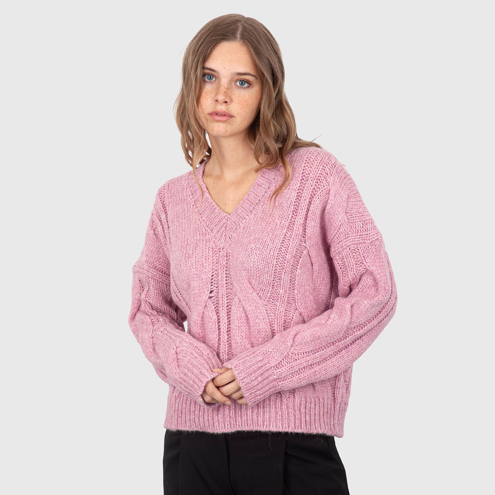 Roberto Collina Maglia Scollo A V Trecce Rosa Donna - 8