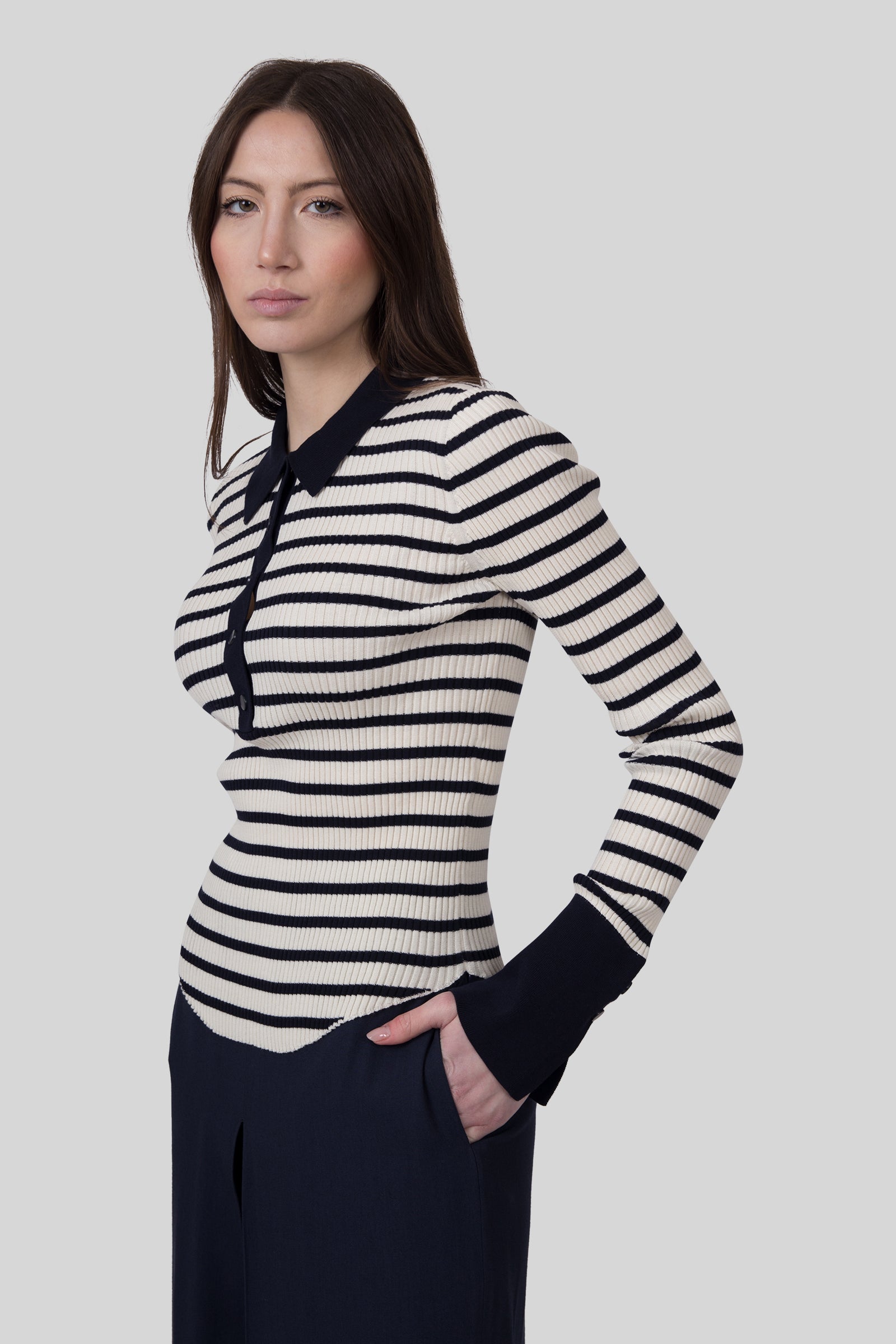 Semicouture Polo Aida Beige/blu Donna - 2