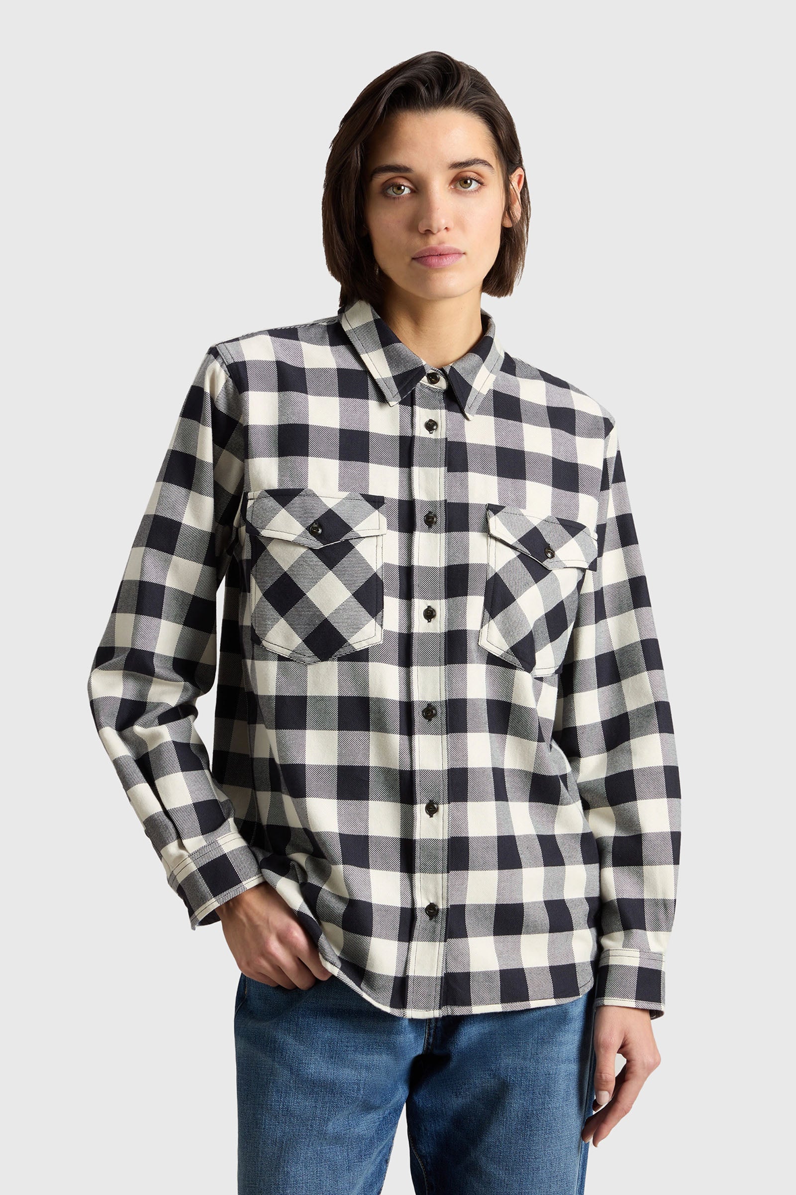 Woolrich Camicia In Flanella Buffalo Check Bianco/nero Donna - 3