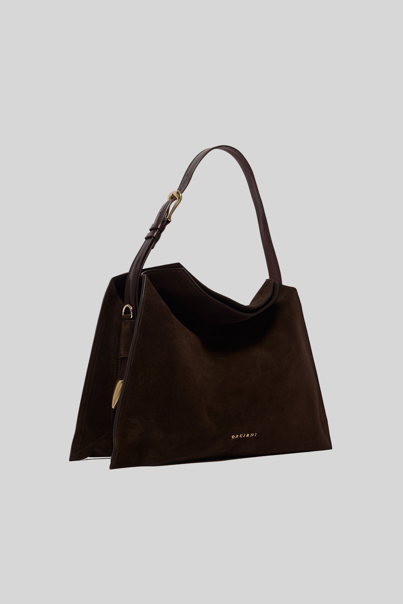Orciani Borsa Trinity Peach Oro Midi In Suede E Cuoio Testa Di Moro Donna - 2
