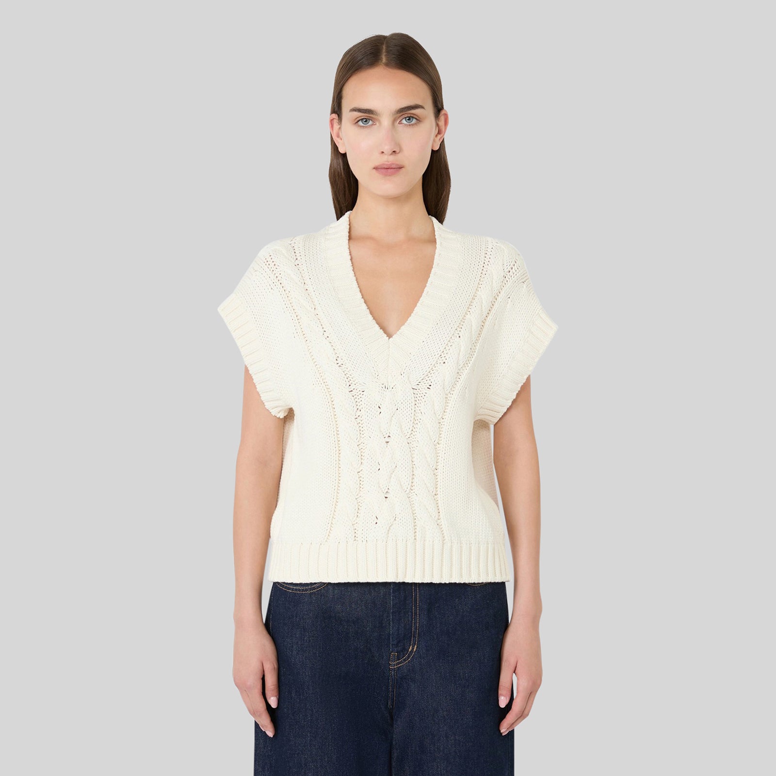 Max Mara Weekend Gilet In Filato Di Cotone Pascia Ecru Donna - 6