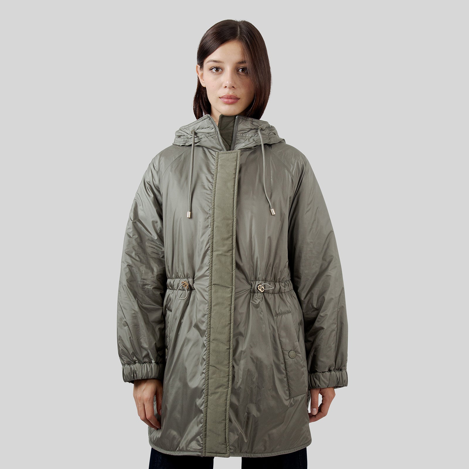 Max Mara Weekend Parka Imbottito Reversibile In Tela Antigoccia Alcamo Verde Militare Donna - 10