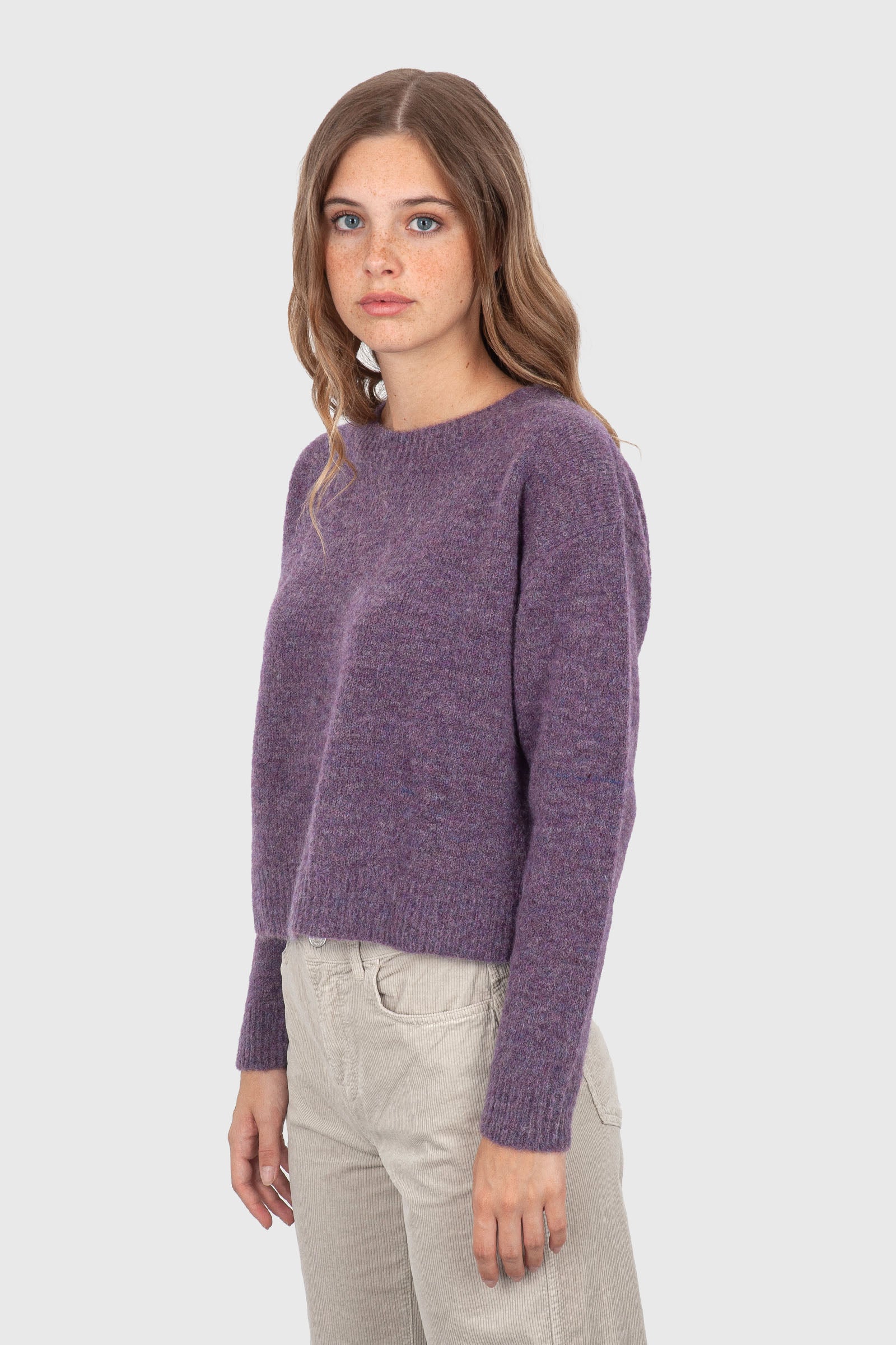 Grifoni Maglia Girocollo Crop Viola Donna - 3