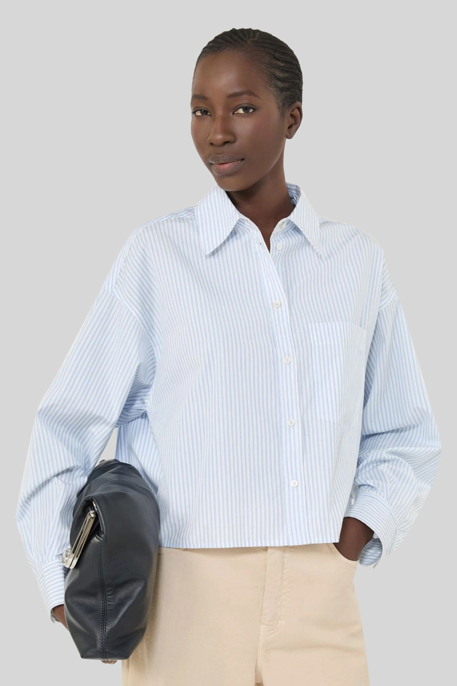 Max Mara Weekend Camicia Eden In Popeline Bianco/azzurro Donna - 3