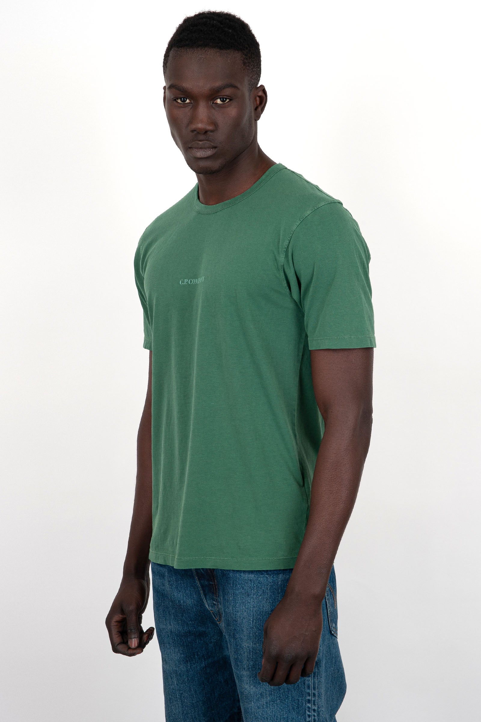 C.P. Company T-shirt 24/1 Jersey Resist Dyed Logo Green - 3