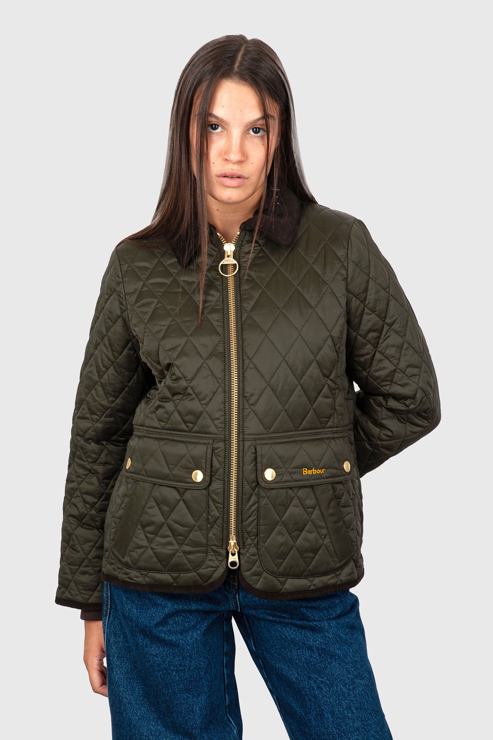 Barbour Giubbotto Fitted Beadnell Quilt Verde Scuro Donna - 7