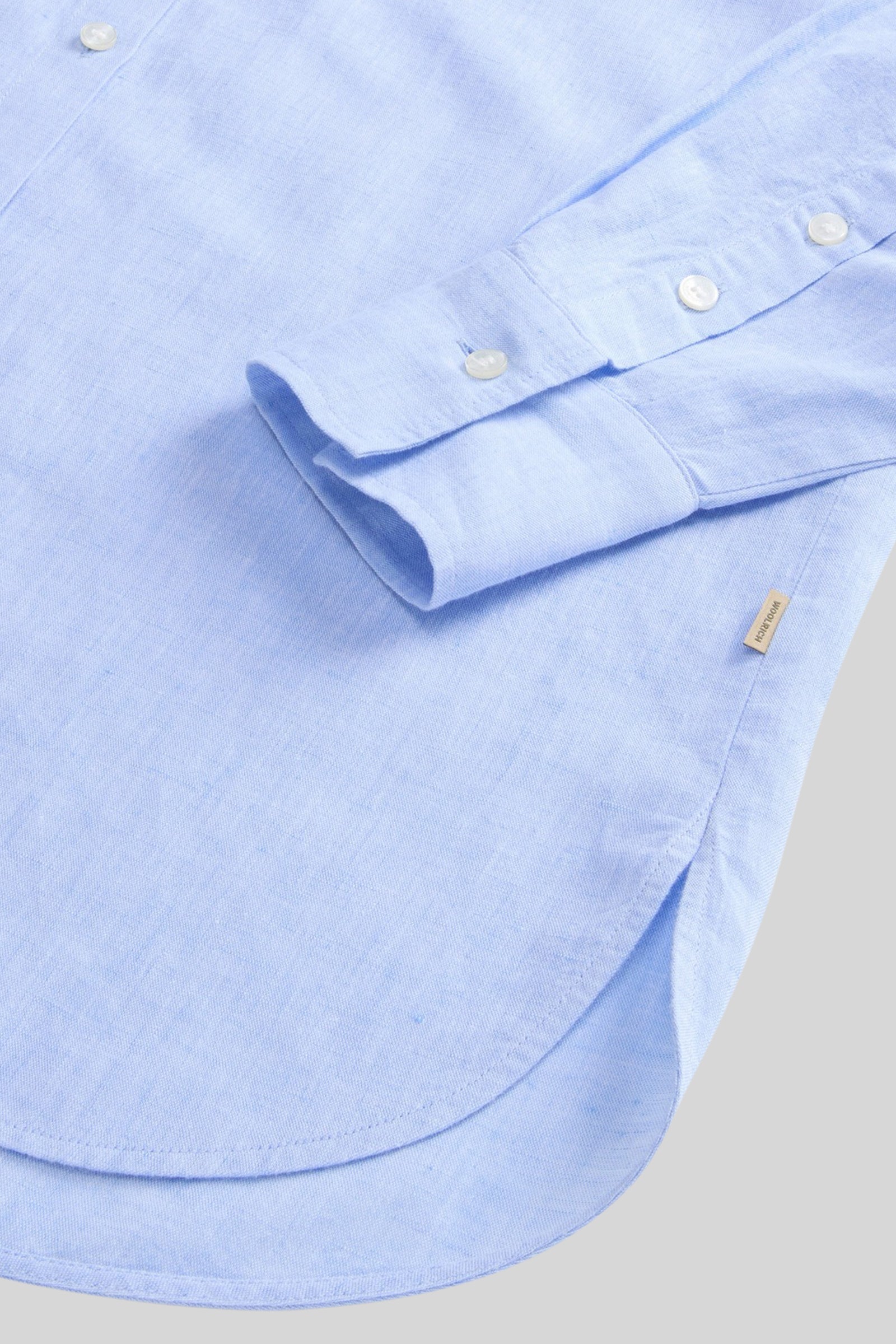 Woolrich Camicia Boyfriend In Misto Cotone E Lino Celeste Donna - 5