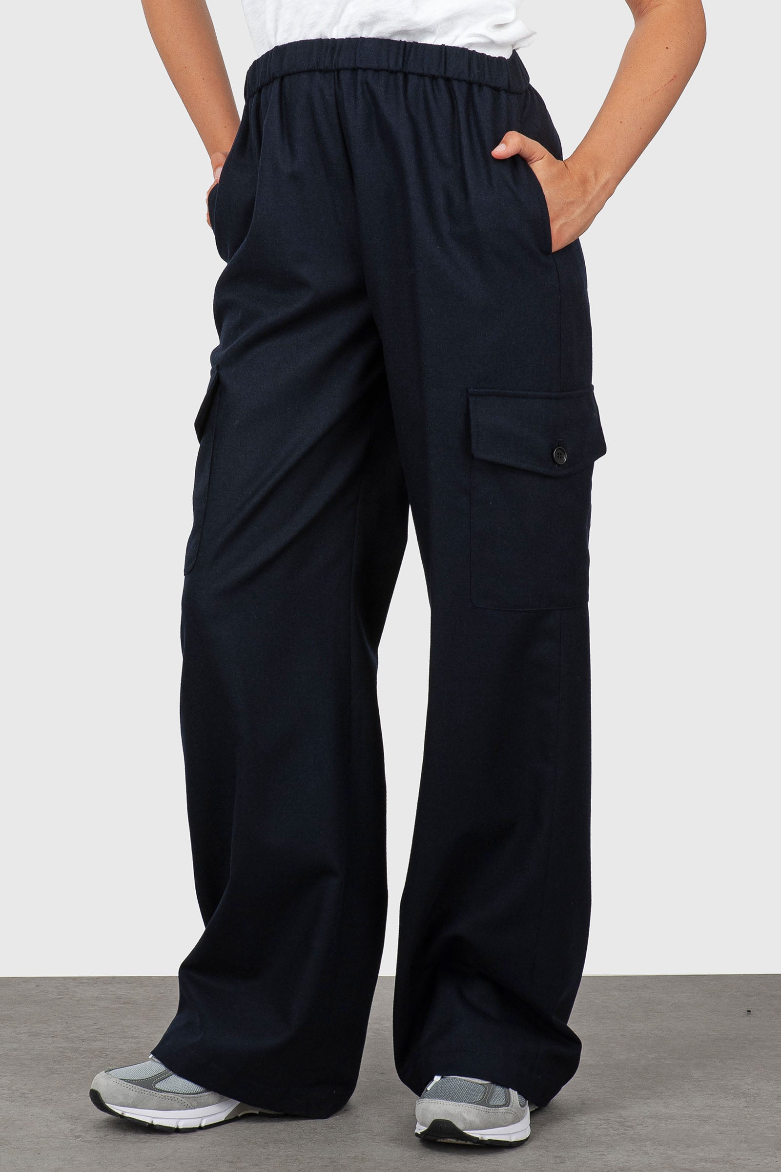 Aspesi Pantalone Cargo In Lana Cotta Blu Navy Donna - 1