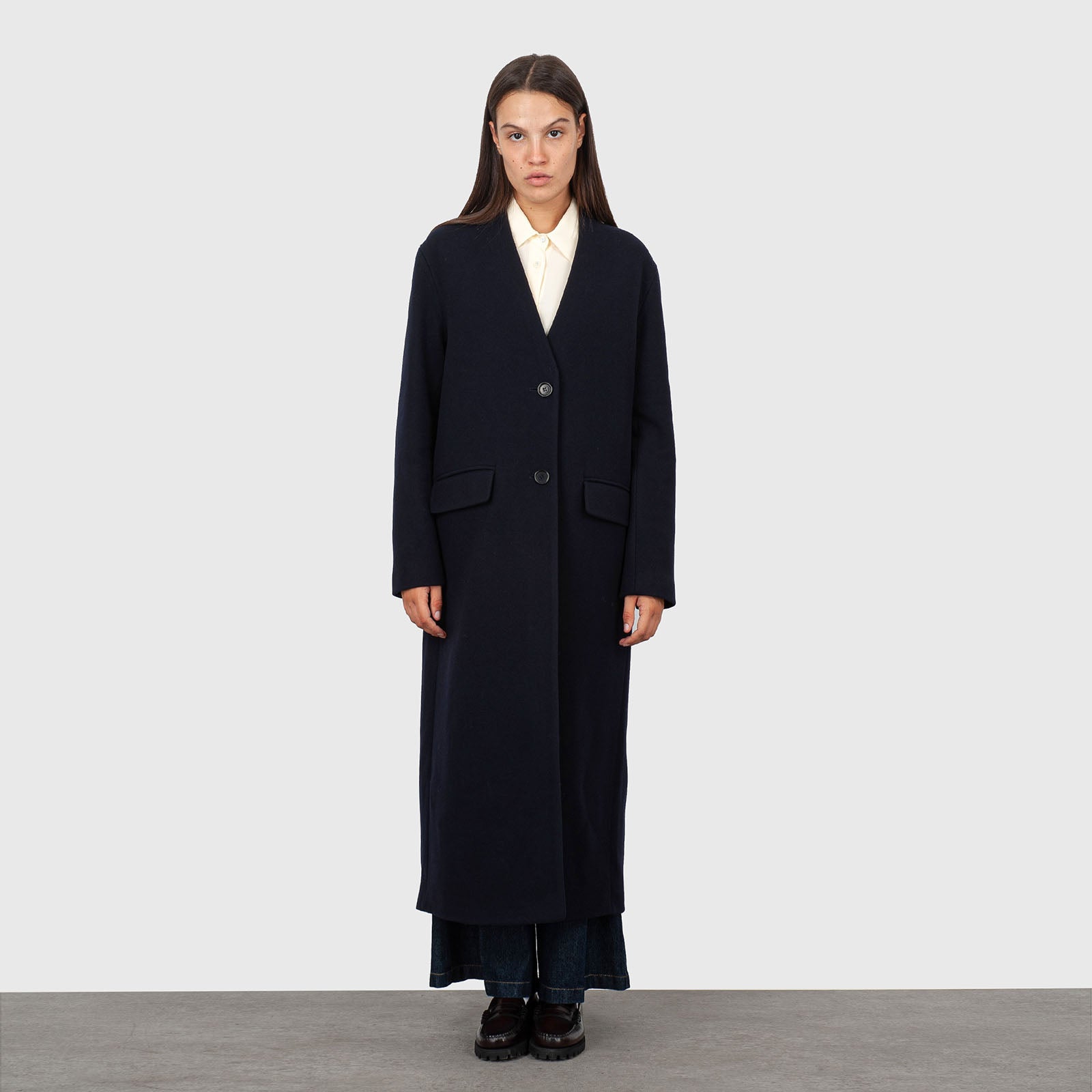 Aspesi Cappotto Lungo Lana Cashmere Blu Navy Donna - 7