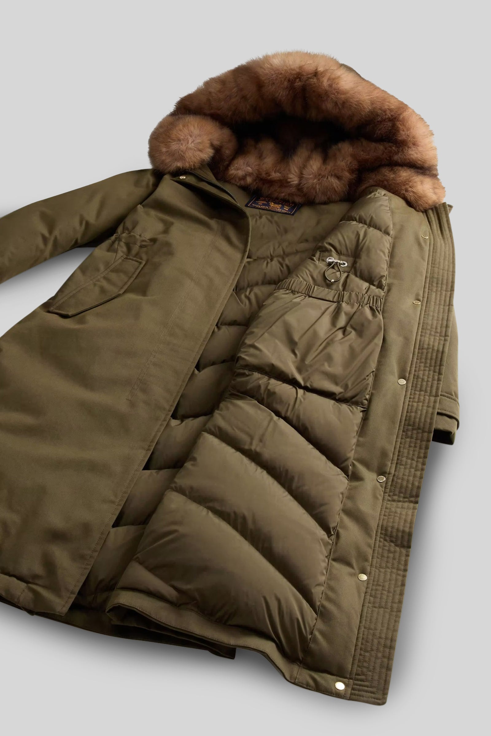 Woolrich Parka Lungo Best Cotton Con Faux Fur Rimovibile Verde Scuro Donna - 7