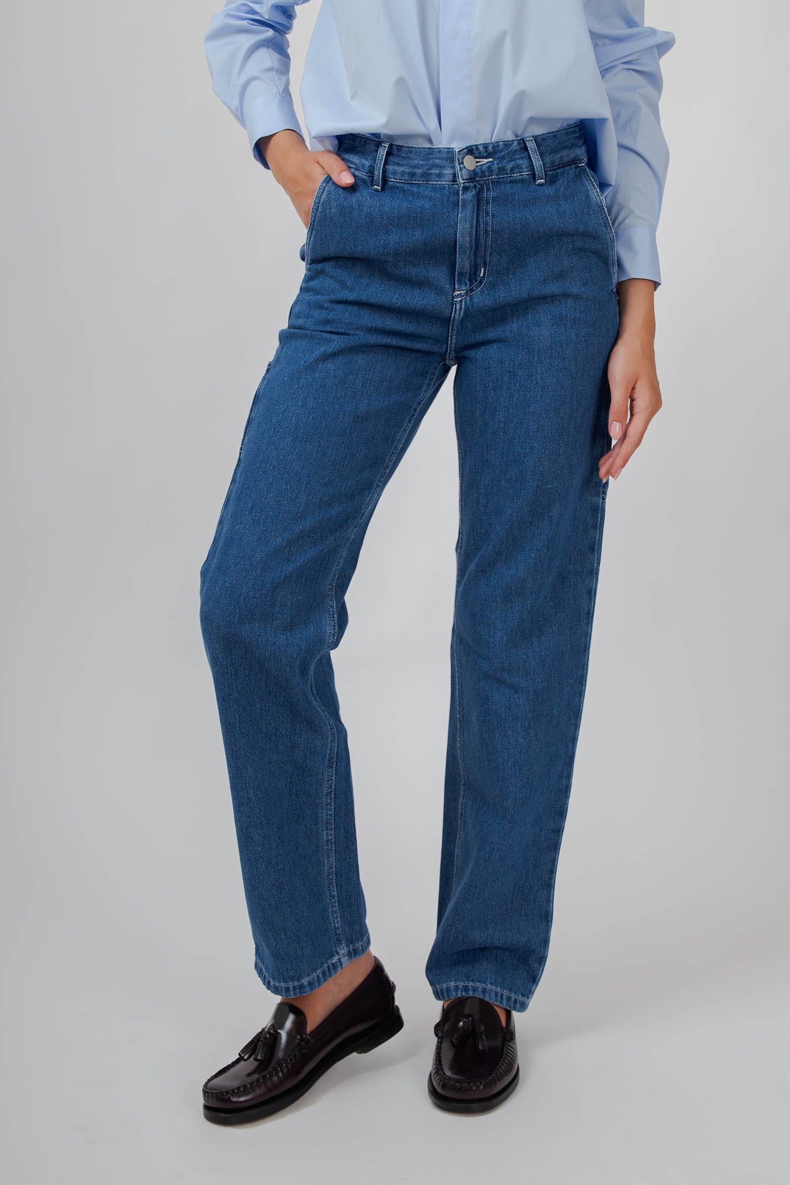 Carhartt Wip W' Pierce Pant Straight Blu Medio Donna - 4