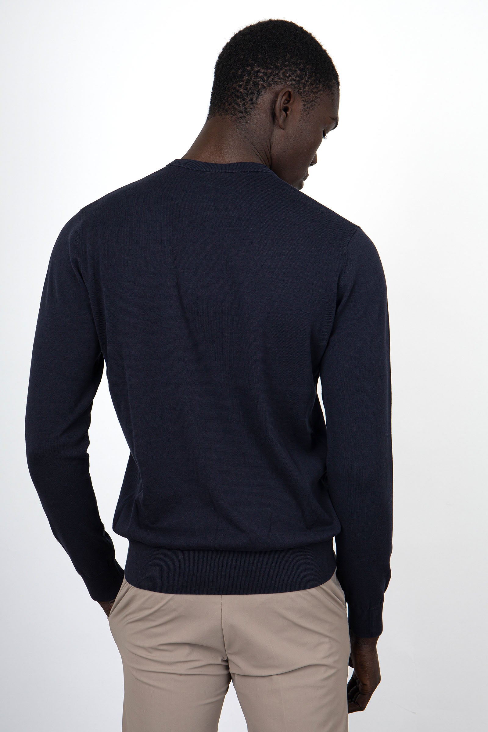Aspesi Crew Neck Cotton Blue Sweater - 4