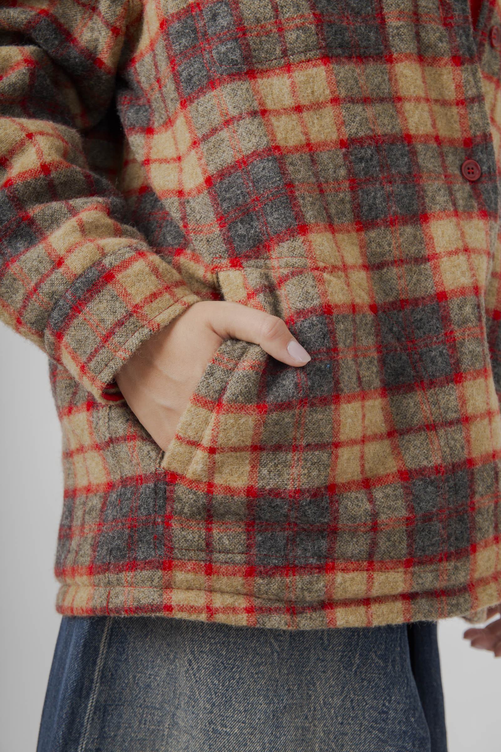 Aspesi Camicia Check In Lana Shetland Rosso Donna - 5