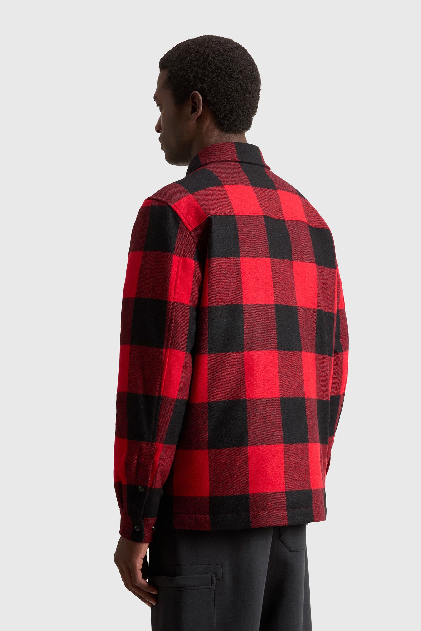 Woolrich Overshirt Alaskan Wool Check Nero/rosso Uomo - 3