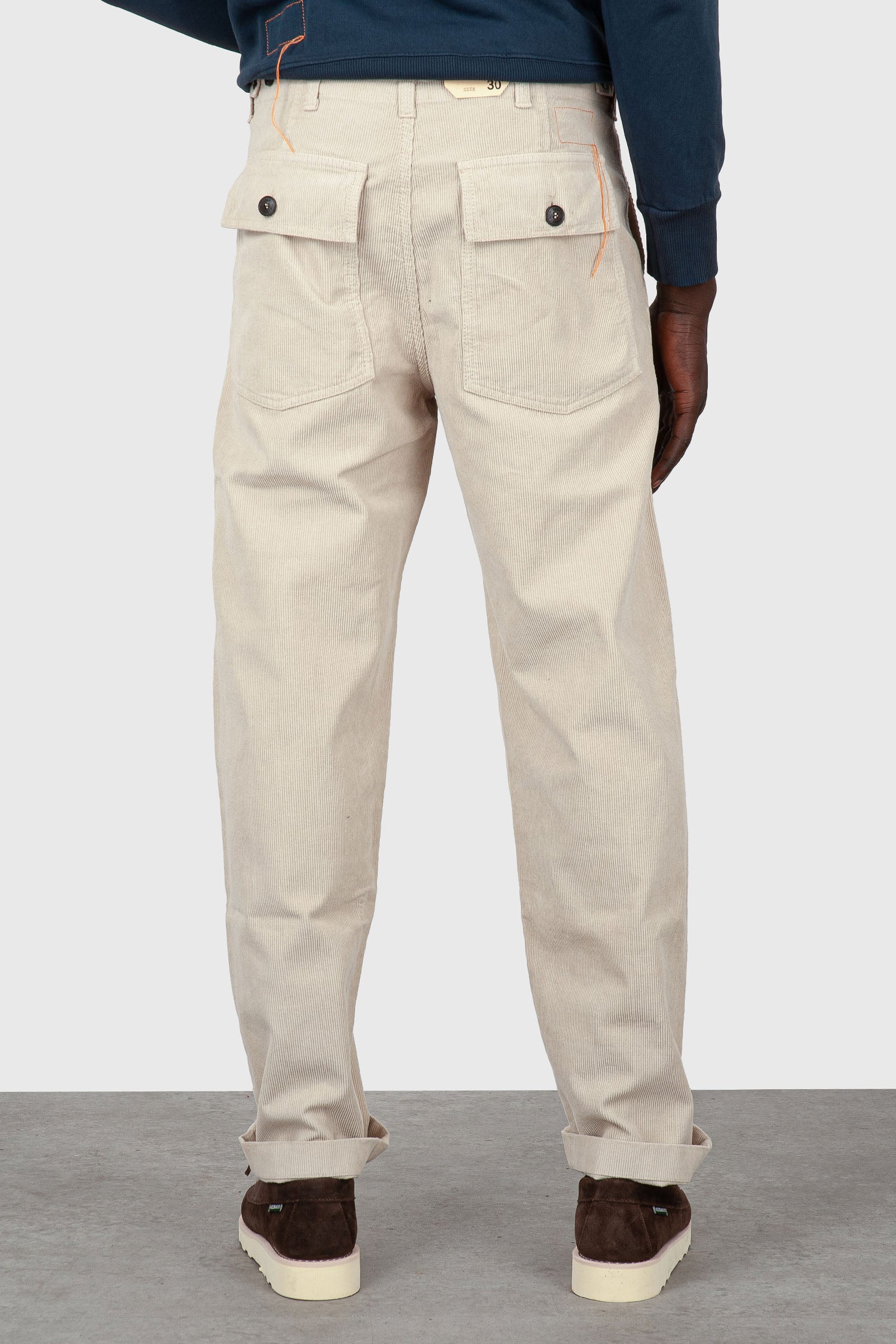 Fortela Pantalone Woven Fatigue In Velluto Panna Uomo - 5