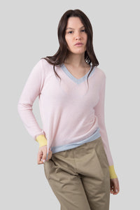 Absolut Cashmere Maglia Scollo V Isla Rosa Chiaro Donna absolut cashmere