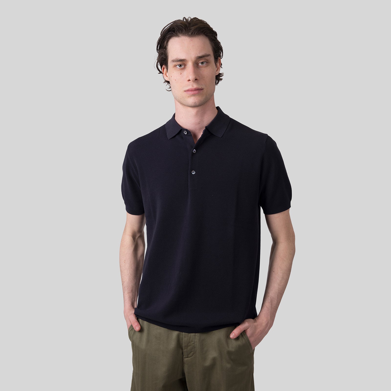 Piquet Stitch Cotton Polo Shirt - 7