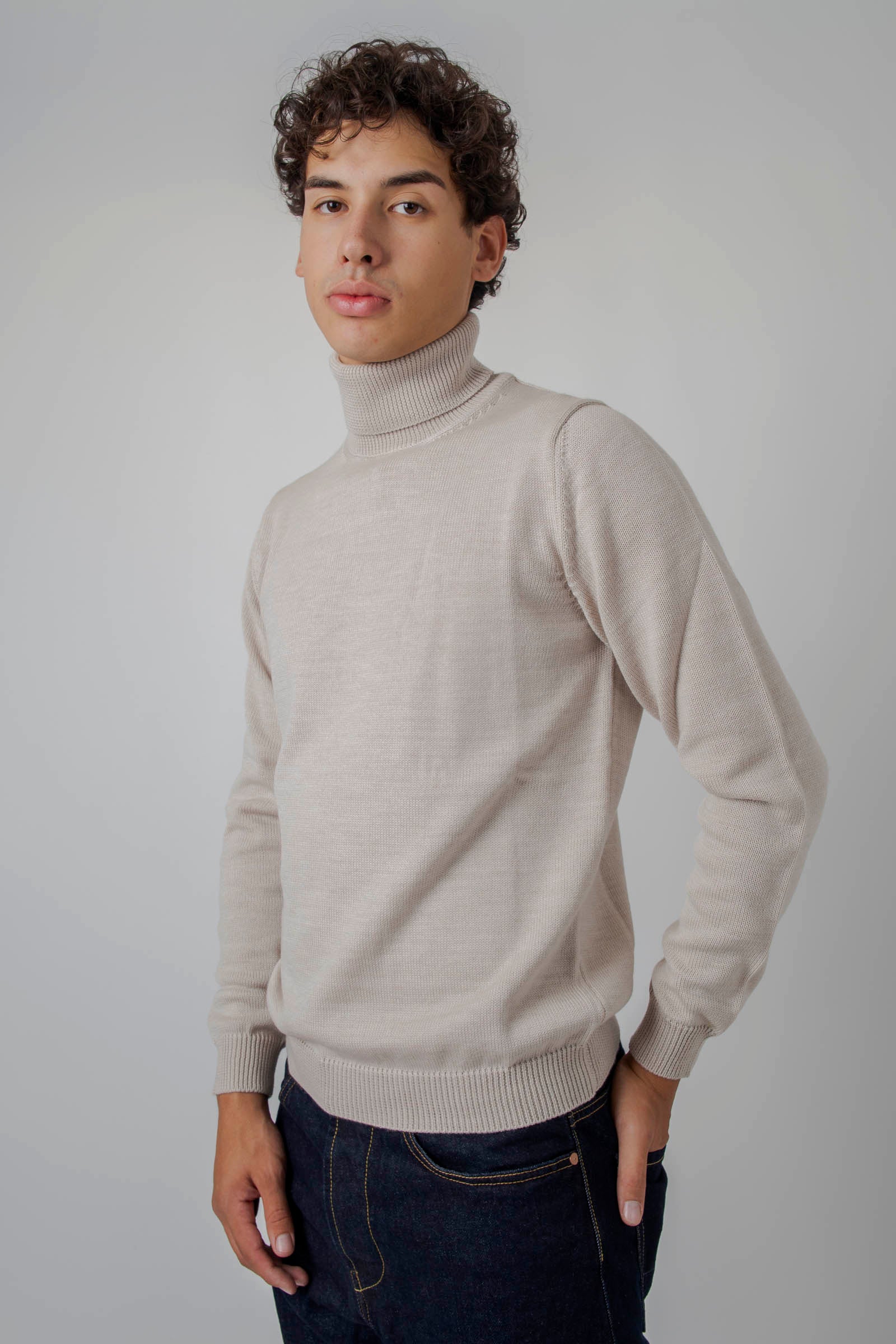 Roberto Collina Maglia Dolcevita Beige Uomo - 5