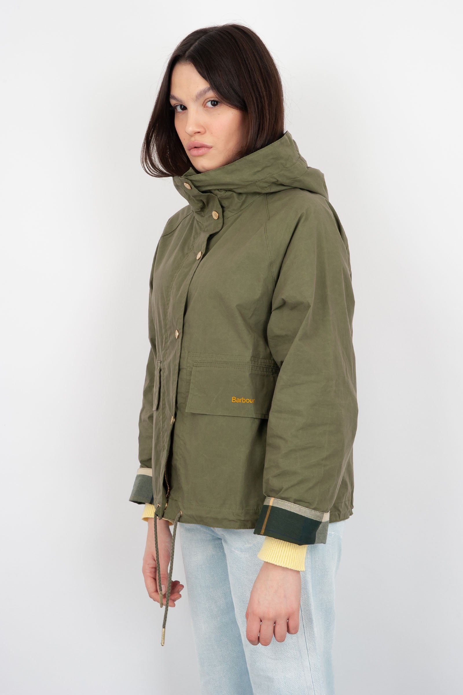 Barbour Giubbotto Nith Showerproof Verde Militare Donna - 3