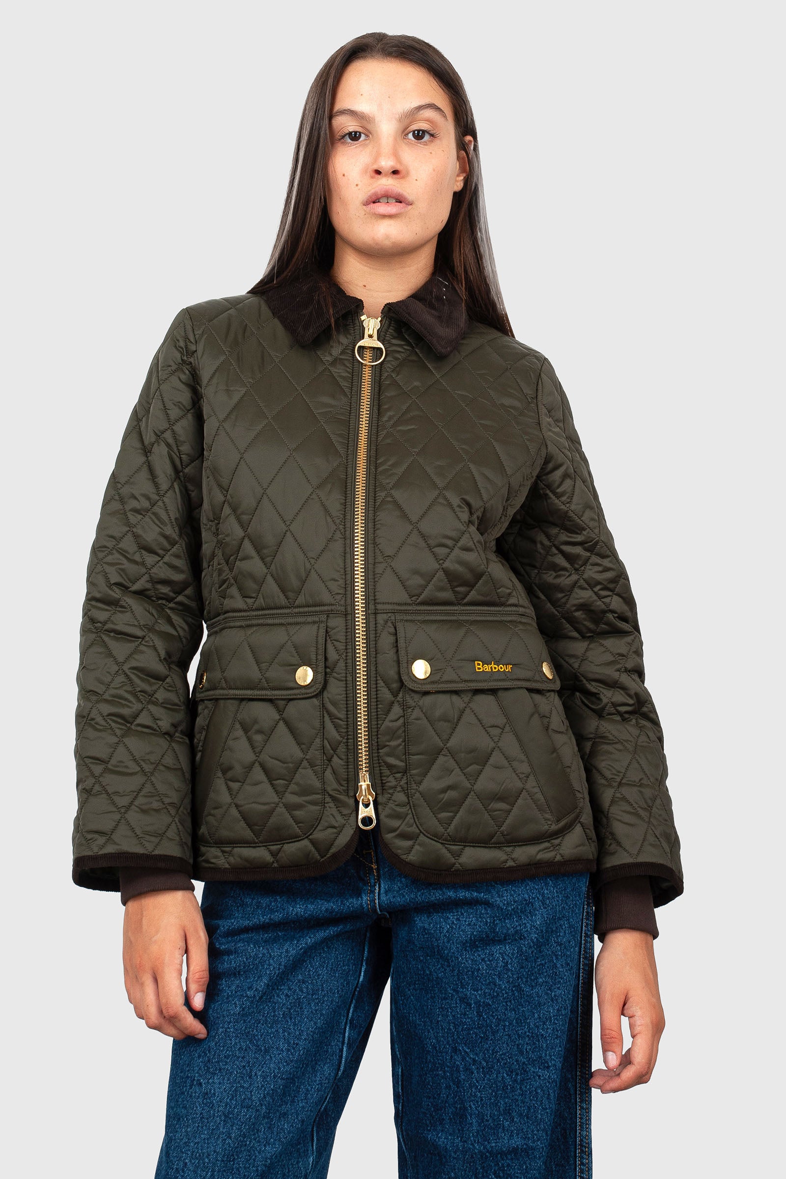 Barbour Giubbotto Fitted Beadnell Quilt Verde Scuro Donna - 3