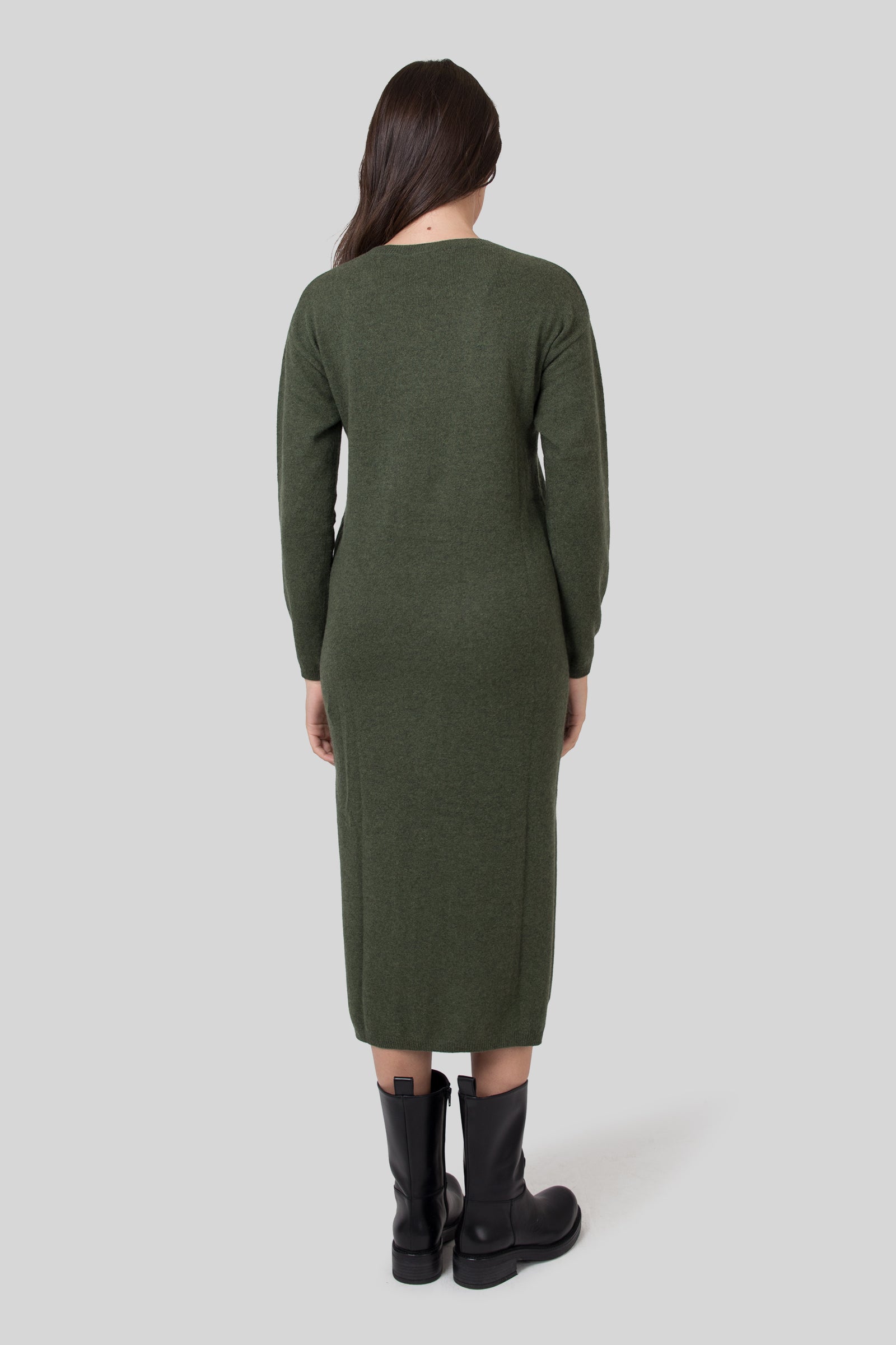 Absolut Cashmere Abito Vita Verde Donna - 3