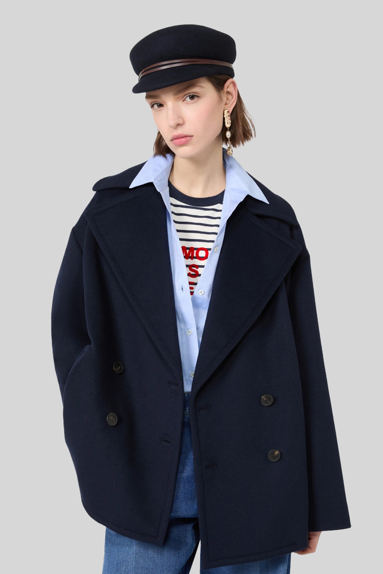Max Mara Weekend Caban Doppiopetto In Lana Double Alpe Blu Donna - 4