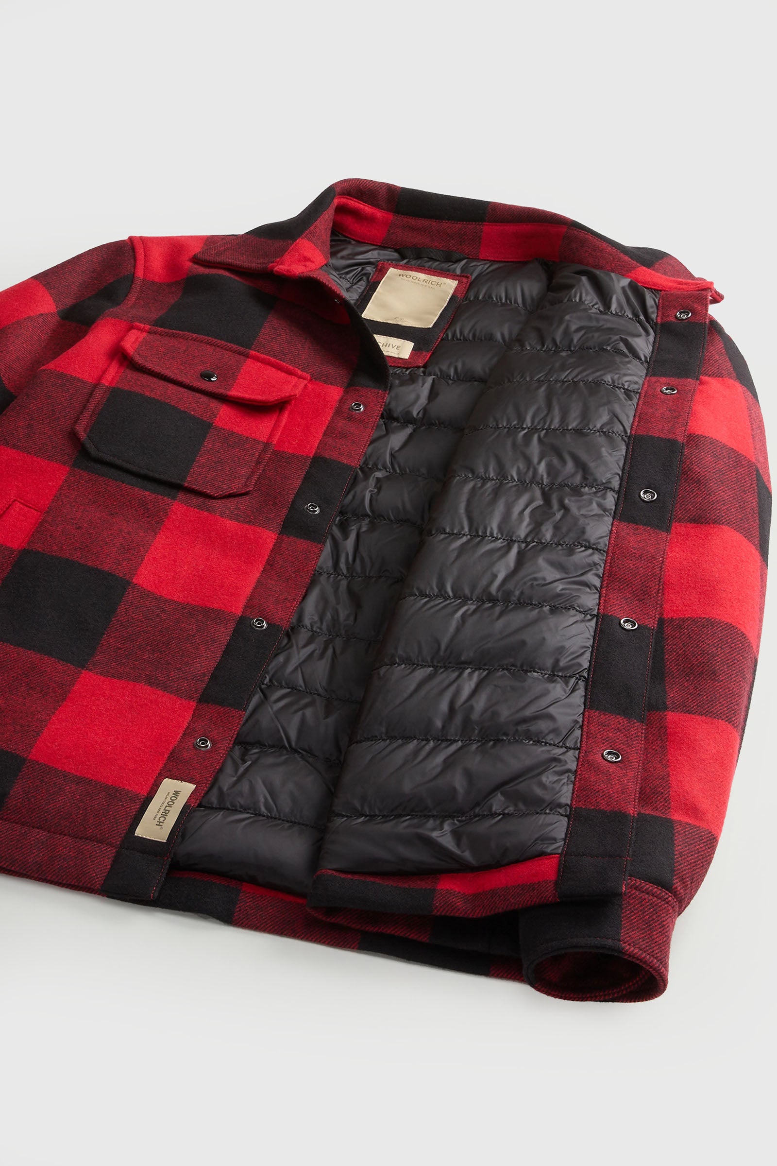 Woolrich Overshirt Alaskan Wool Check Nero/rosso Uomo - 10