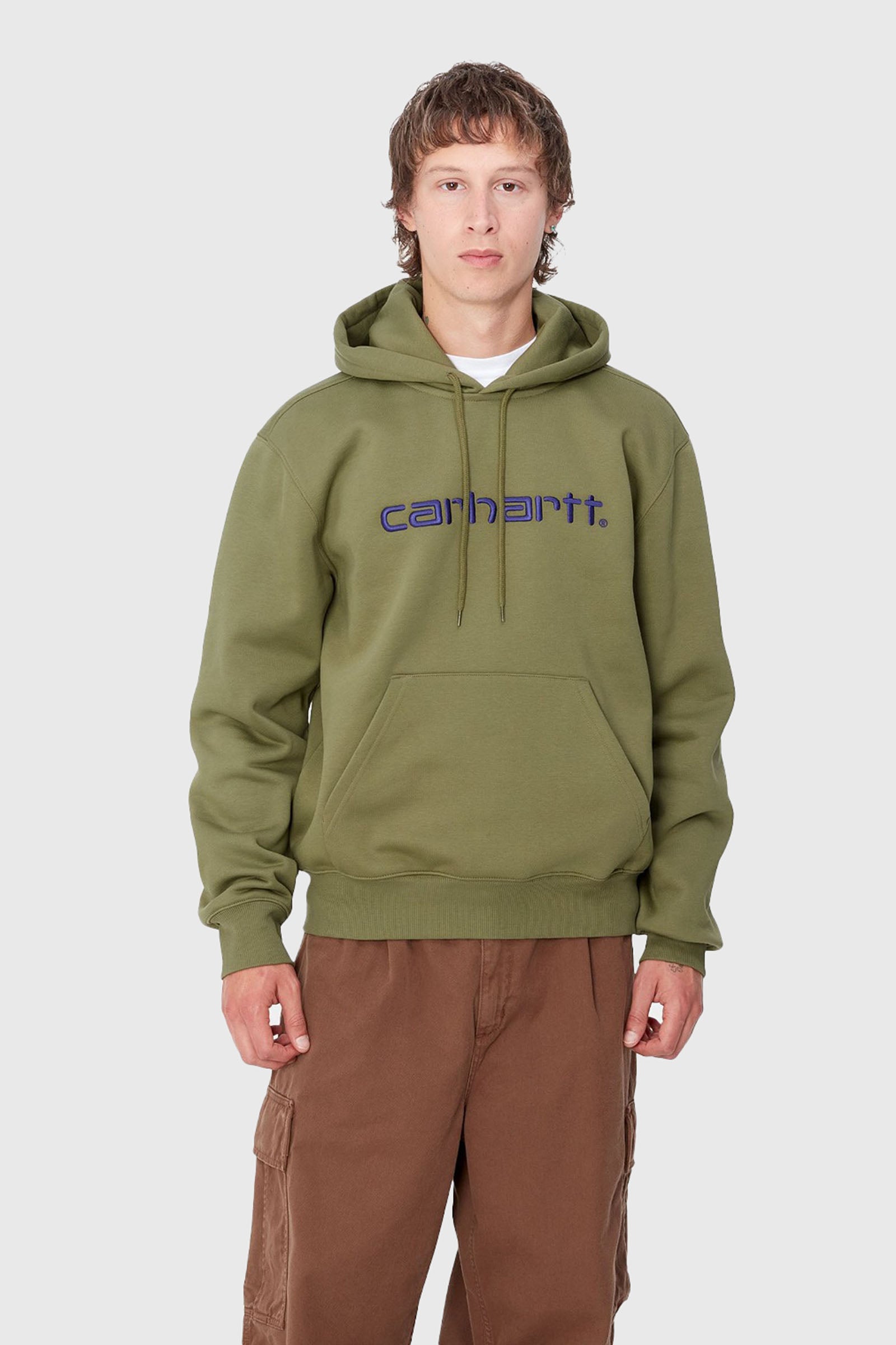 Carhartt Wip Felpa Hooded Carhartt Verde Militare Uomo - 1