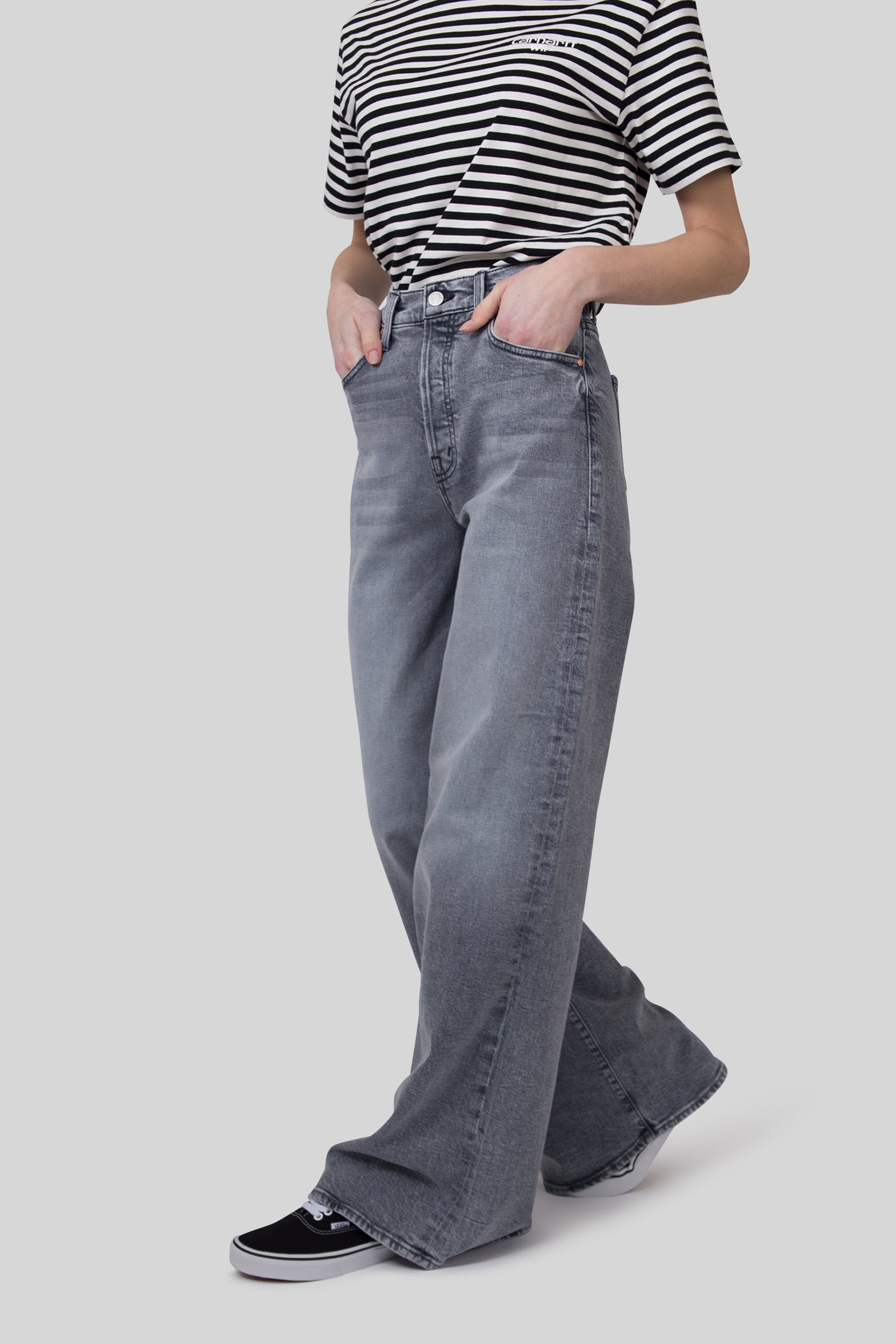 Mother Jeans The Ditcher Roller Sneak Grigio Chiaro Donna - 5