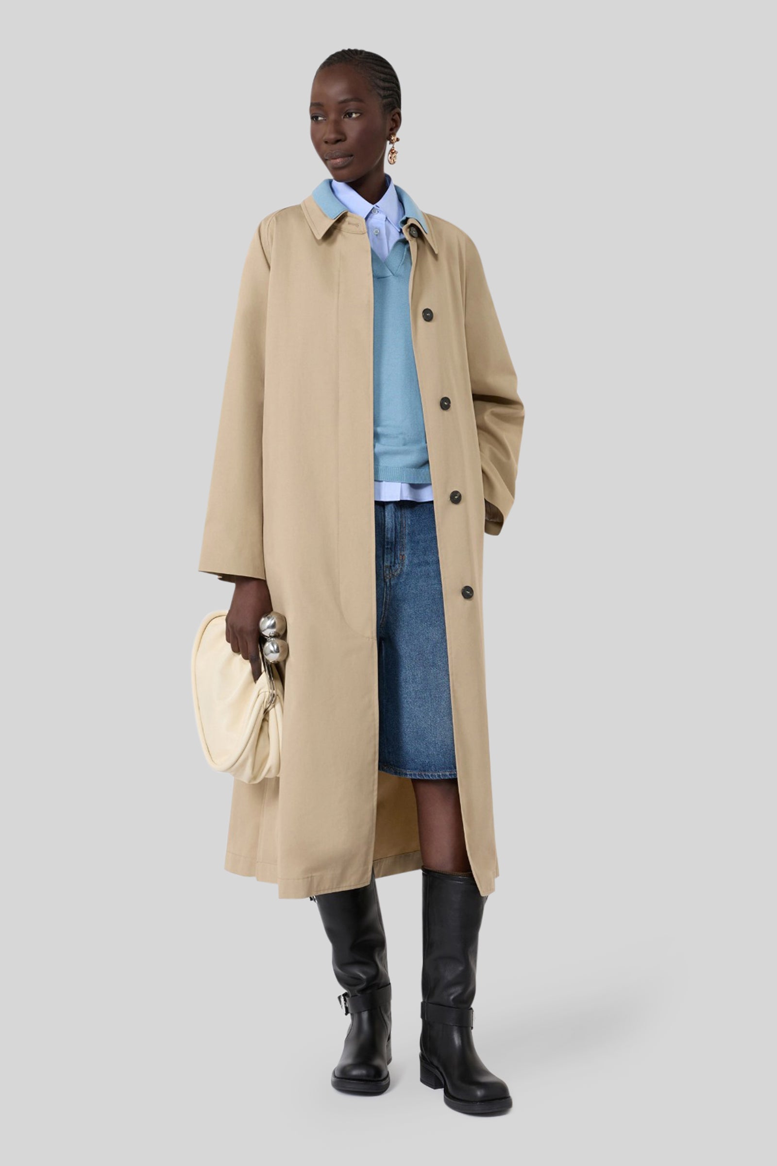 Max Mara Weekend Trench In Gabardina Antigoccia Angus Beige Donna - 4