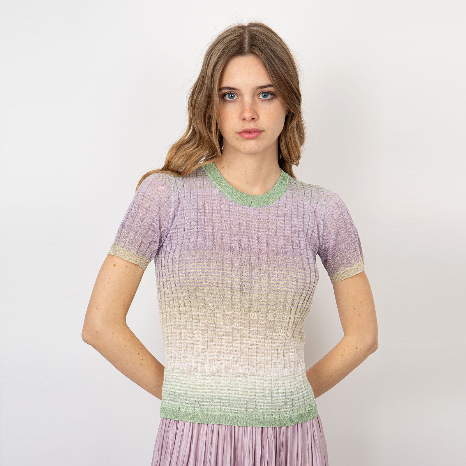 Roberto Collina Crew Neck Lurex/Linen Multicolor Sweater - 6