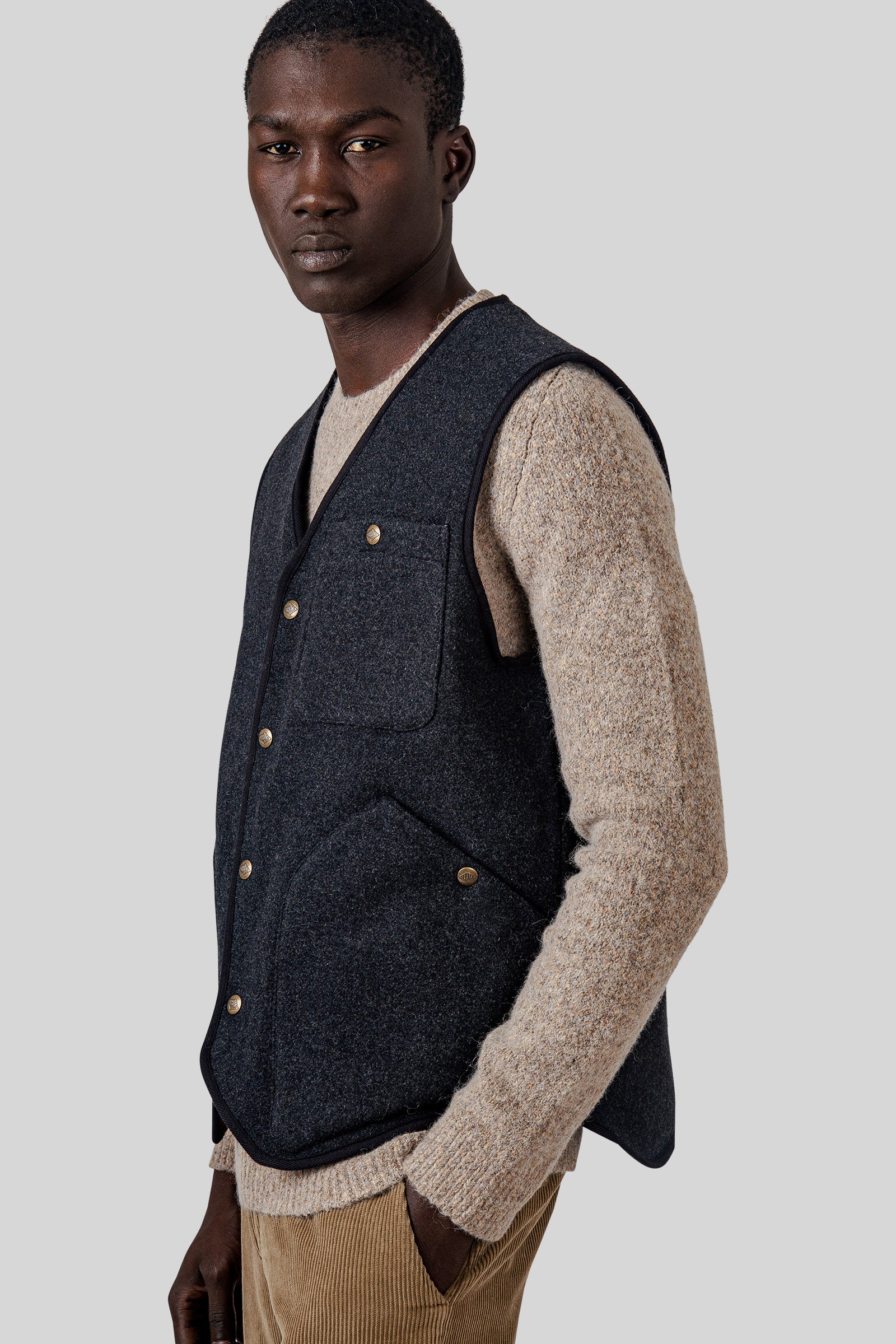 Sebago Gilet Wildriver Wool Grigio Uomo - 5