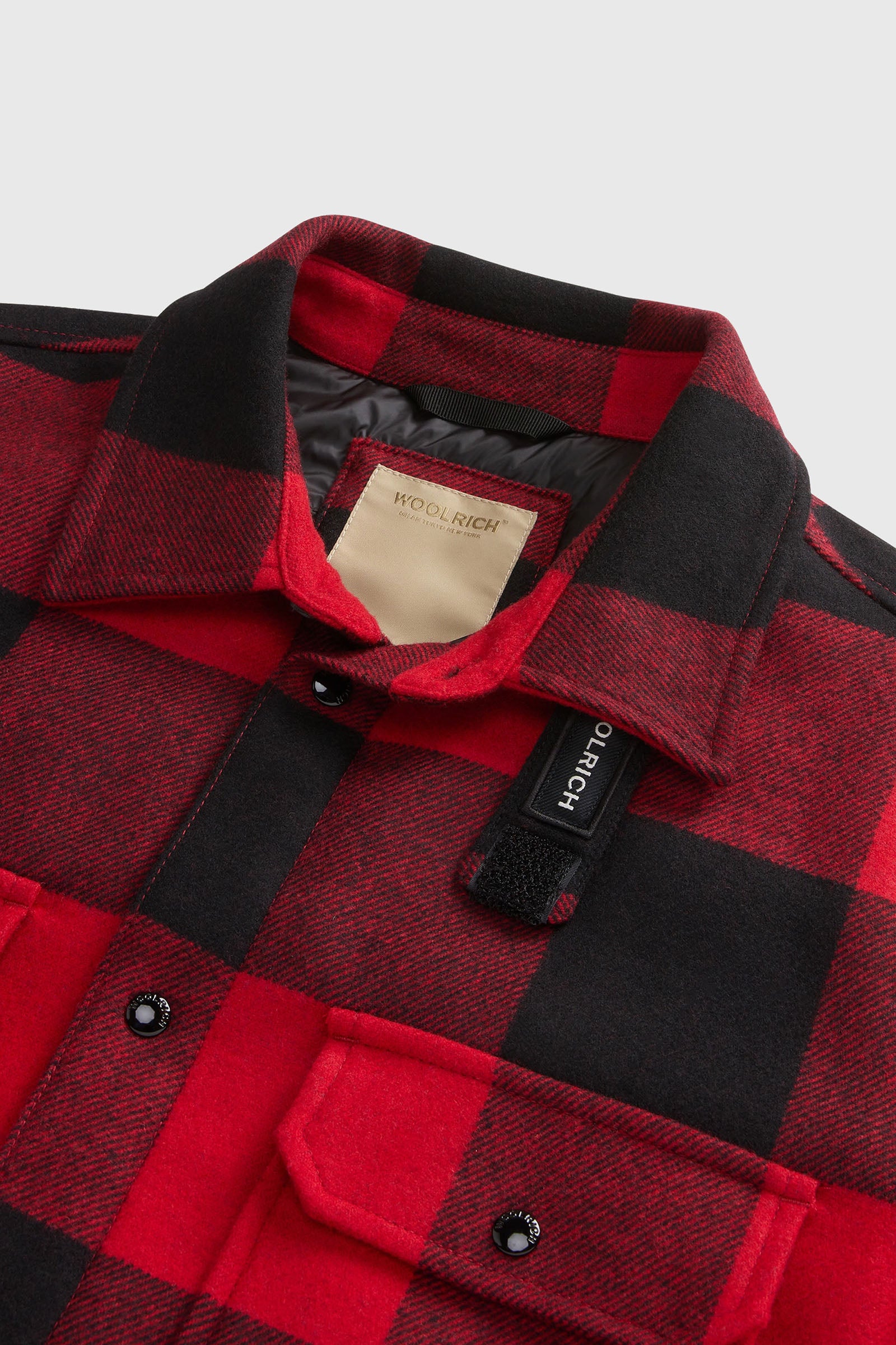 Woolrich Overshirt Alaskan Wool Check Nero/rosso Uomo - 6