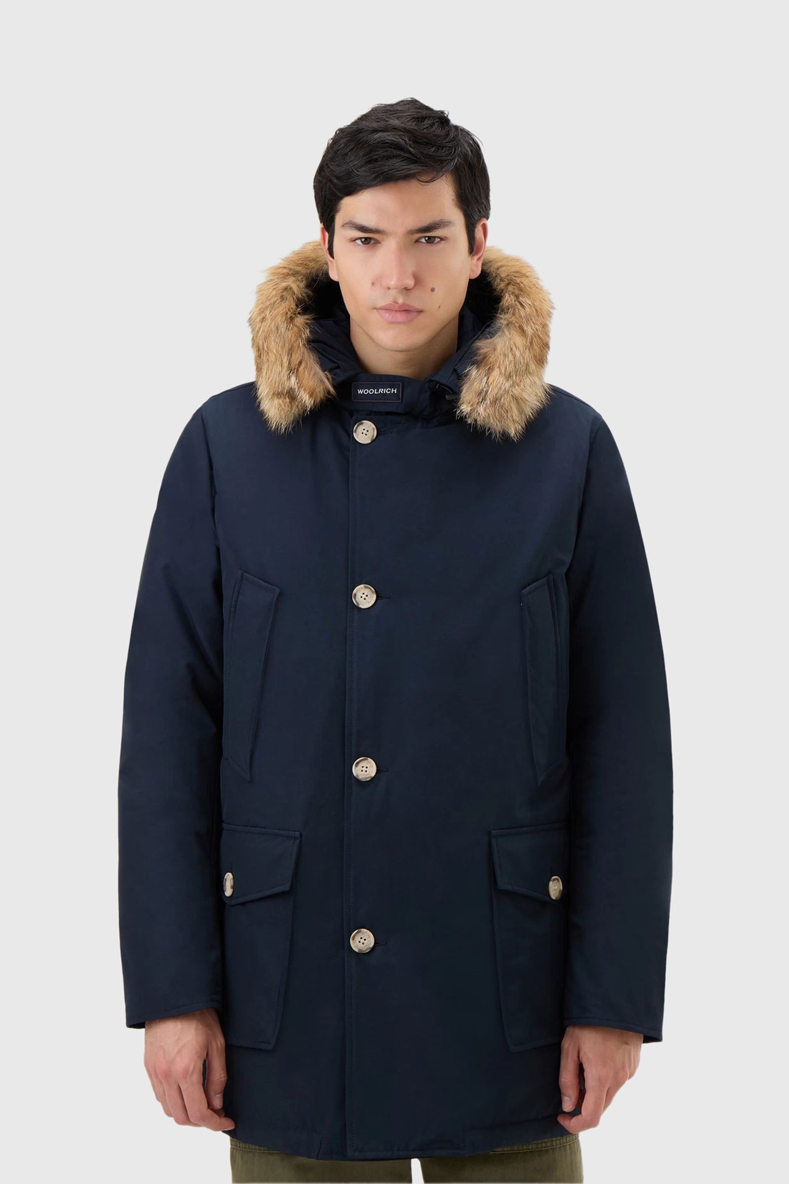 Woolrich Arctic Parka In Ramar Cloth Con Pelliccia Removibile Blu Uomo - 1