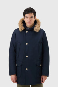 Woolrich Arctic Parka In Ramar Cloth Con Pelliccia Removibile Blu Uomo woolrich