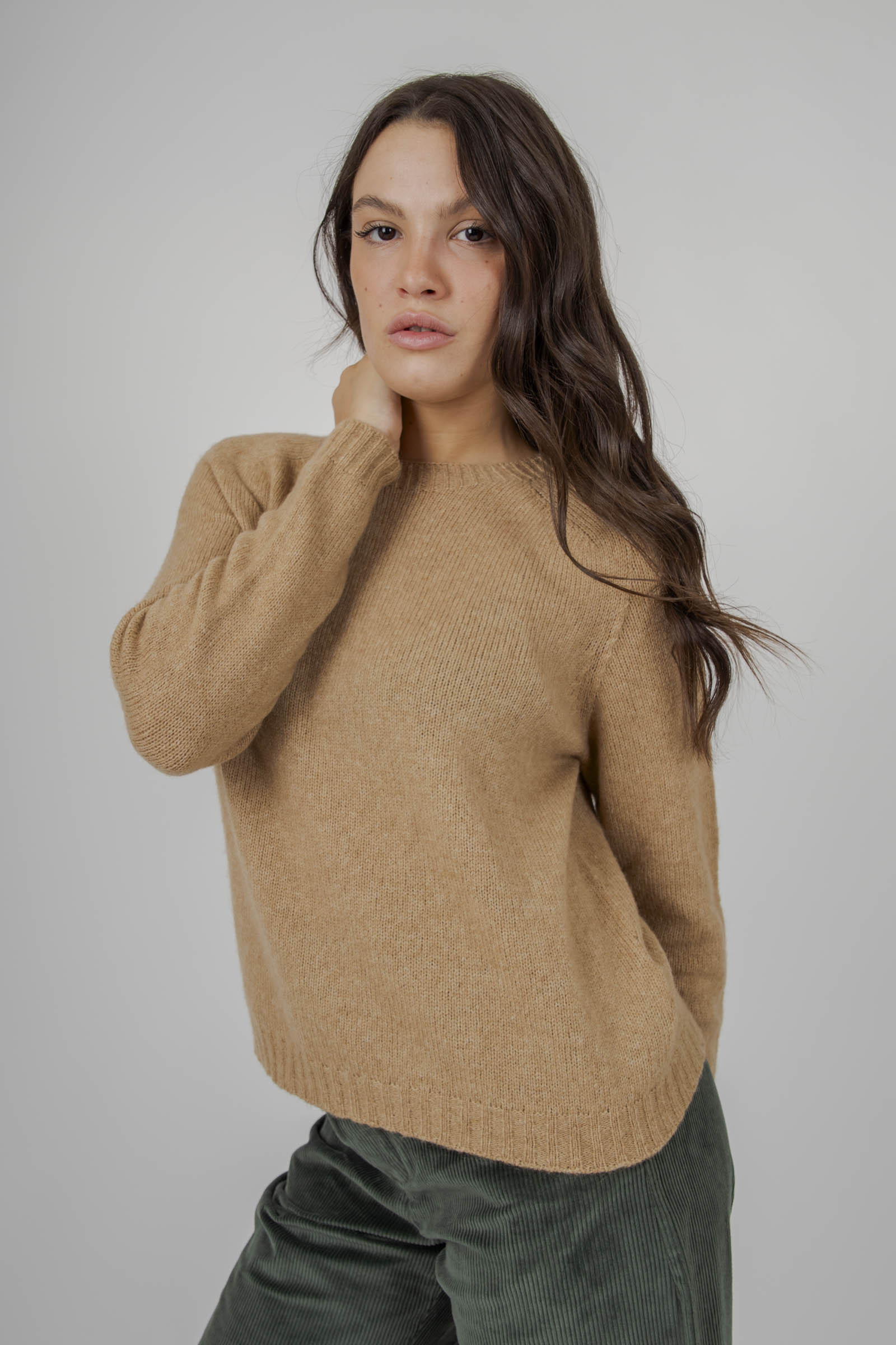 Roberto Collina Maglia Girocollo Comfy Cammello Donna - 1