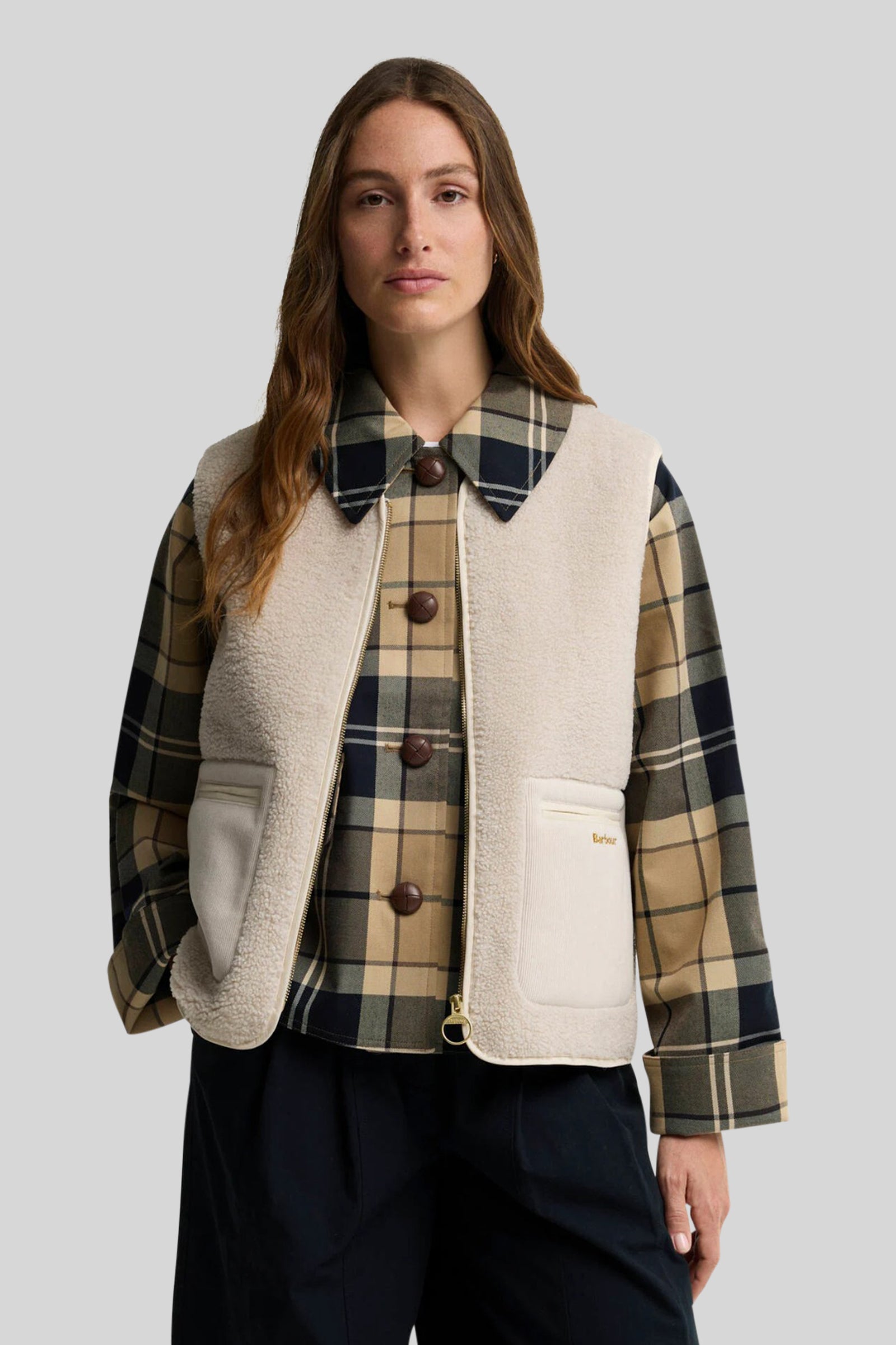 Barbour Gilet Bainford In Pile Teddy Ecru Donna - 1