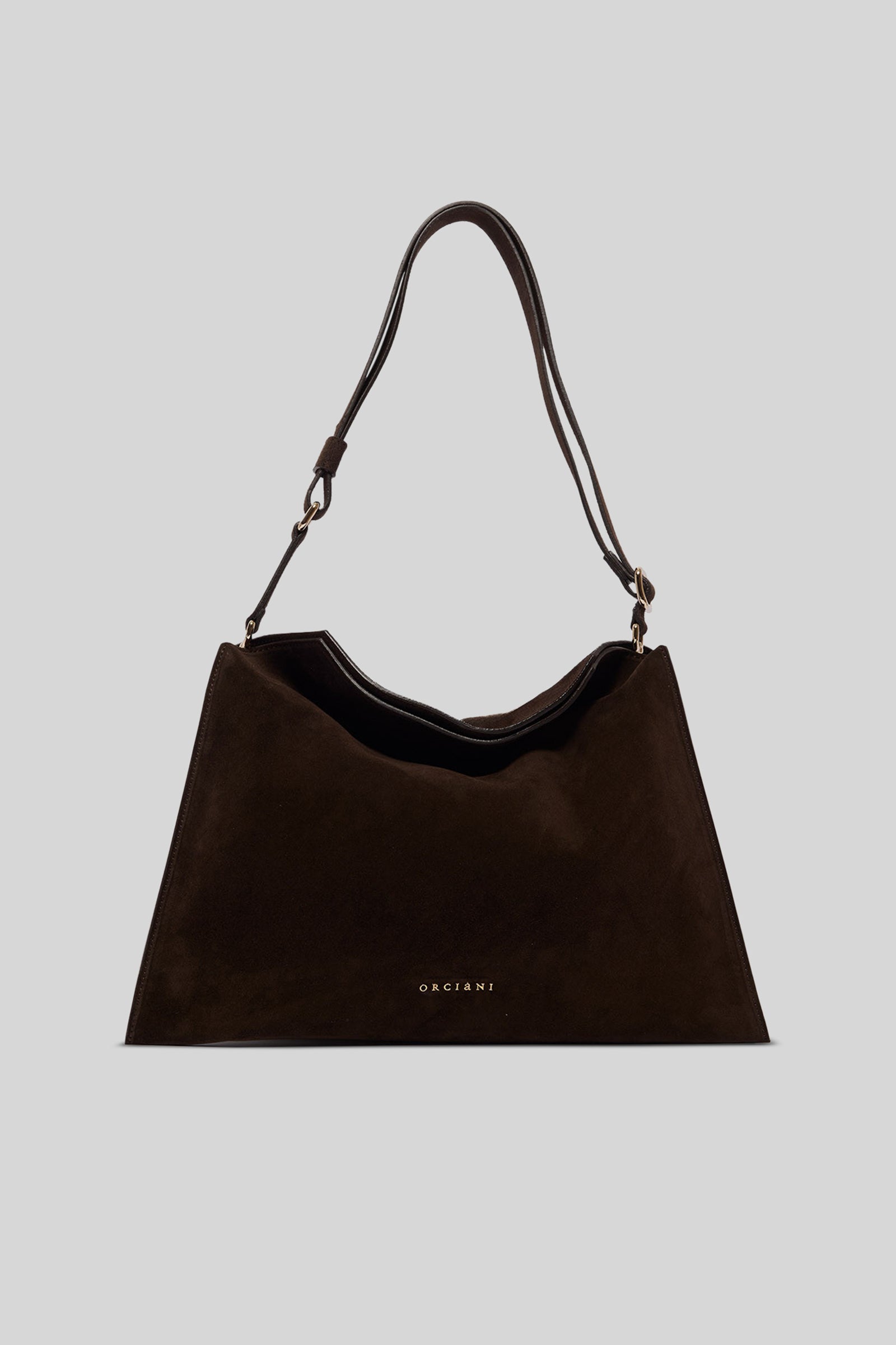 Orciani Borsa Trinity Peach Oro Midi In Suede E Cuoio Testa Di Moro Donna - 4