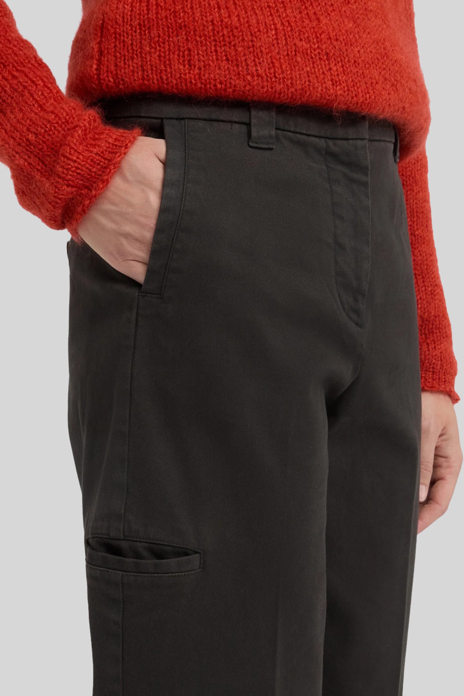 Aspesi Pantalone In Gabardine Di Cotone Stretch Tinto Capo Marrone Uomo - 1