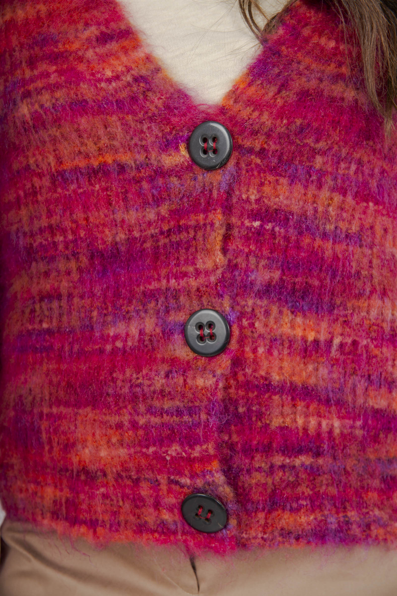 Roberto Collina Cardigan Effetto Stampato Multicolor Fuxia Donna - 4