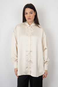Roberto Collina Ivory Satin Oversize Shirt in Synthetic Fabric roberto collina