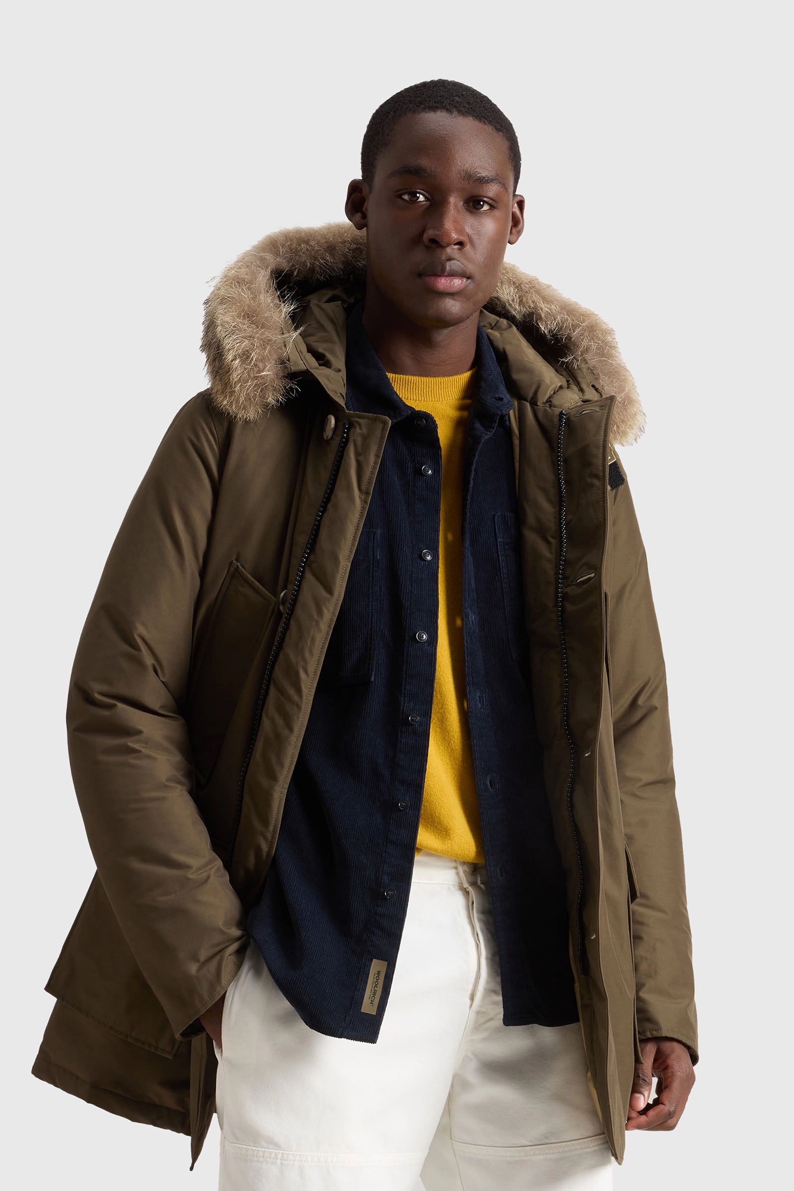 Woolrich Arctic Parka In Ramar Cloth Con Pelliccia Removibile Verde Militare Uomo - 1