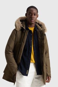 Woolrich Arctic Parka In Ramar Cloth Con Pelliccia Removibile Verde Militare Uomo woolrich