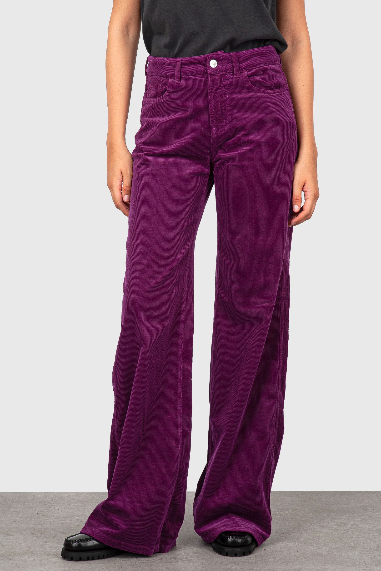 Department Five Pantalone Palazzo Thames In Velluto Viola Donna - 1