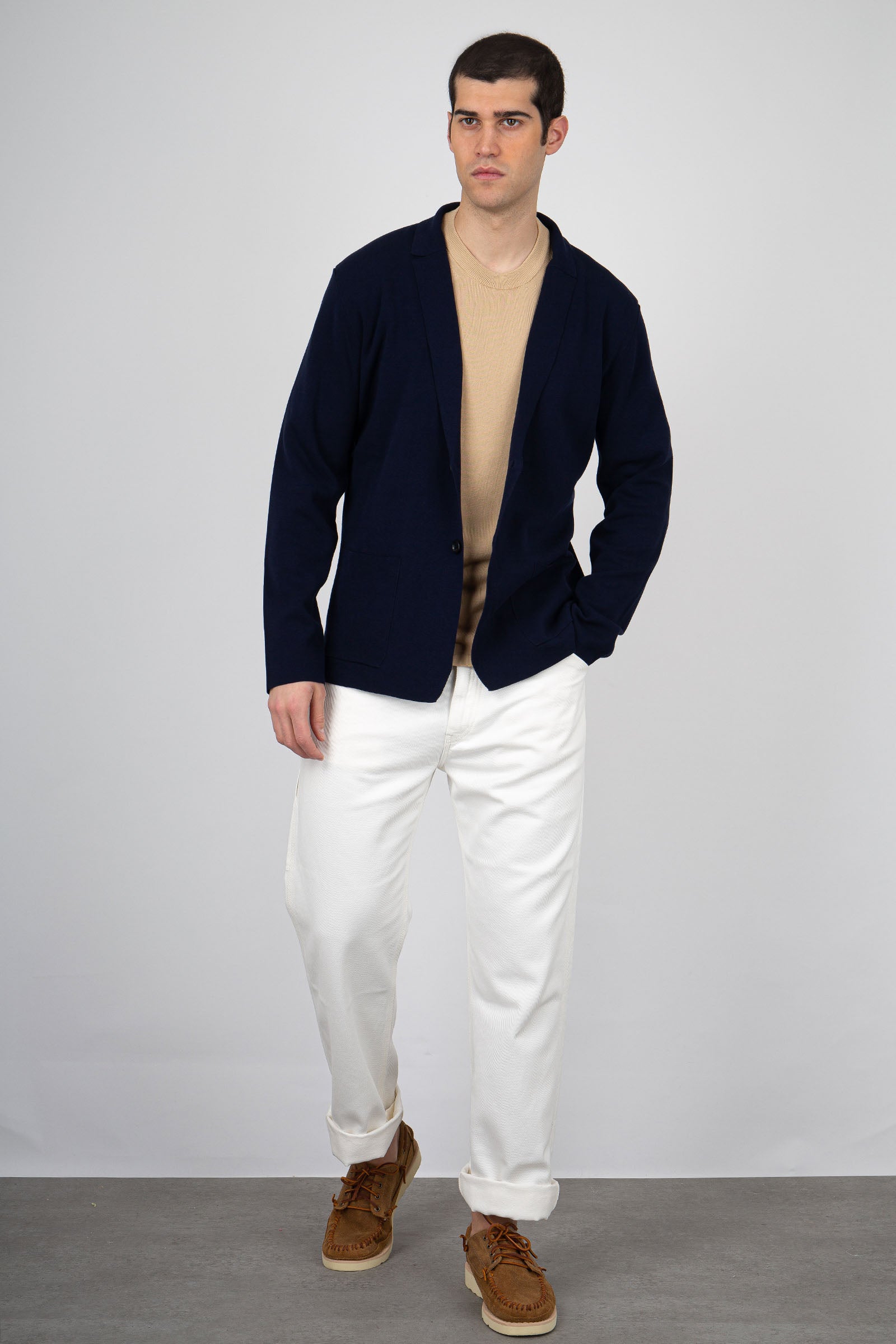 Roberto Collina Knit Jacket RT0901110 Cotton Blue - 2