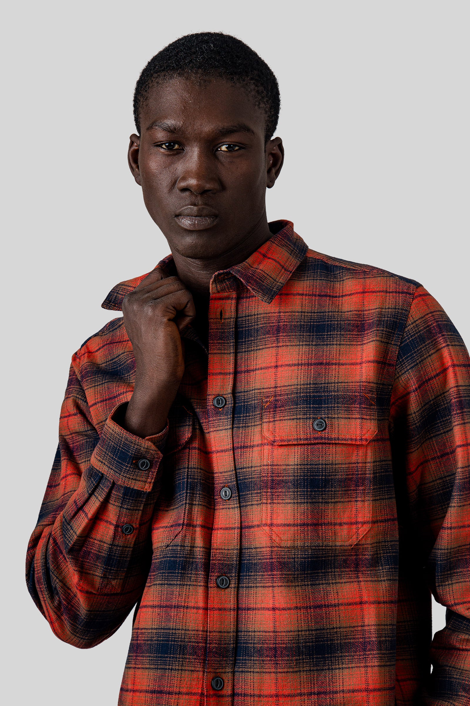 Sebago Camicia Check Mizzen Marrone/arancio Unisex - 1