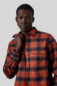 Sebago Camicia Check Mizzen Marrone/arancio Unisex sebago