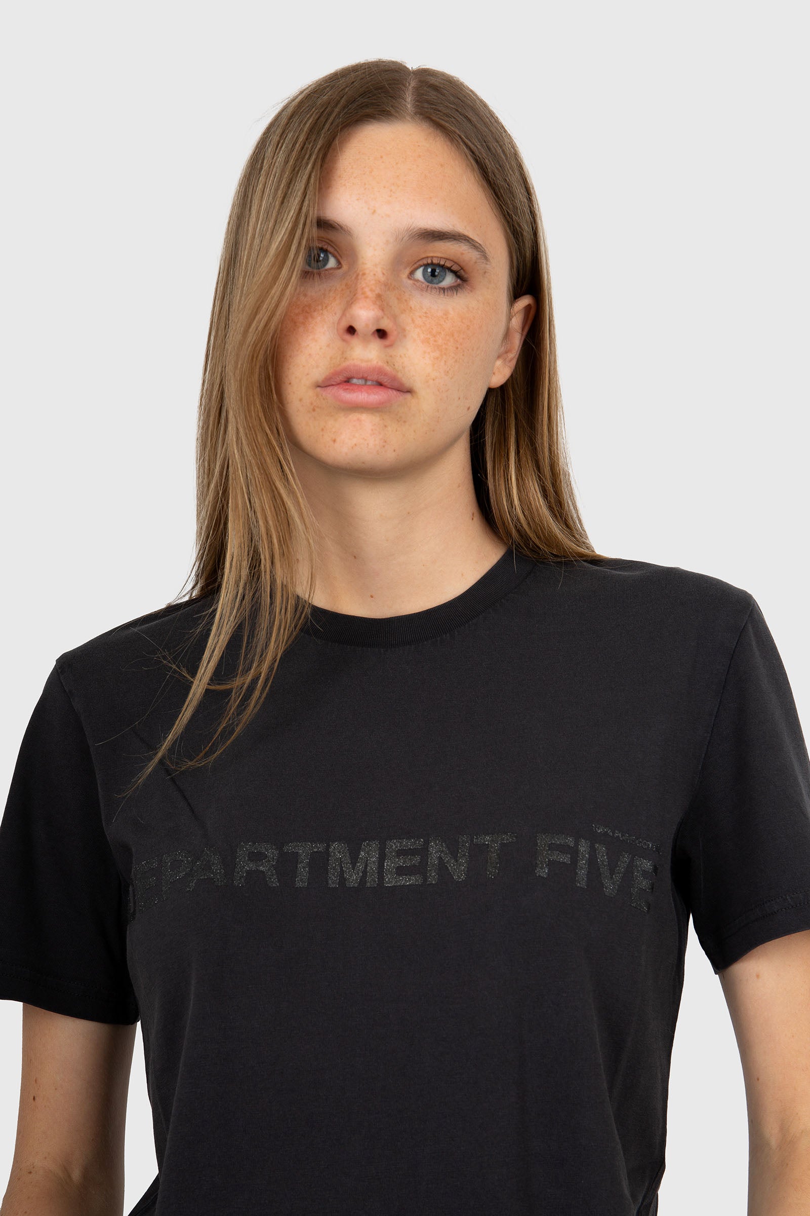 Department Five T-shirt Fleur Logo Glitter Nero Donna - 1